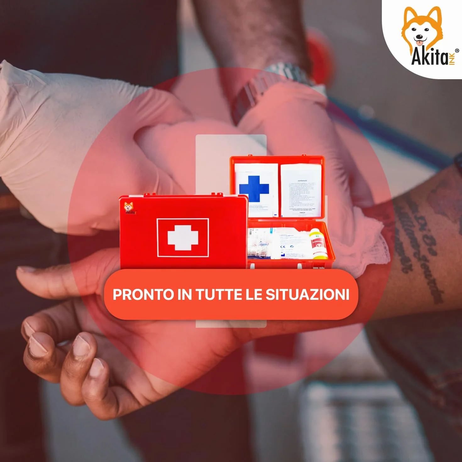 Akitaink Cassetta medica pronto soccorso ALLEGATO 2 aziende meno 3 dipendenti staffa muro Conforme DM388 DL81 Made in Italy