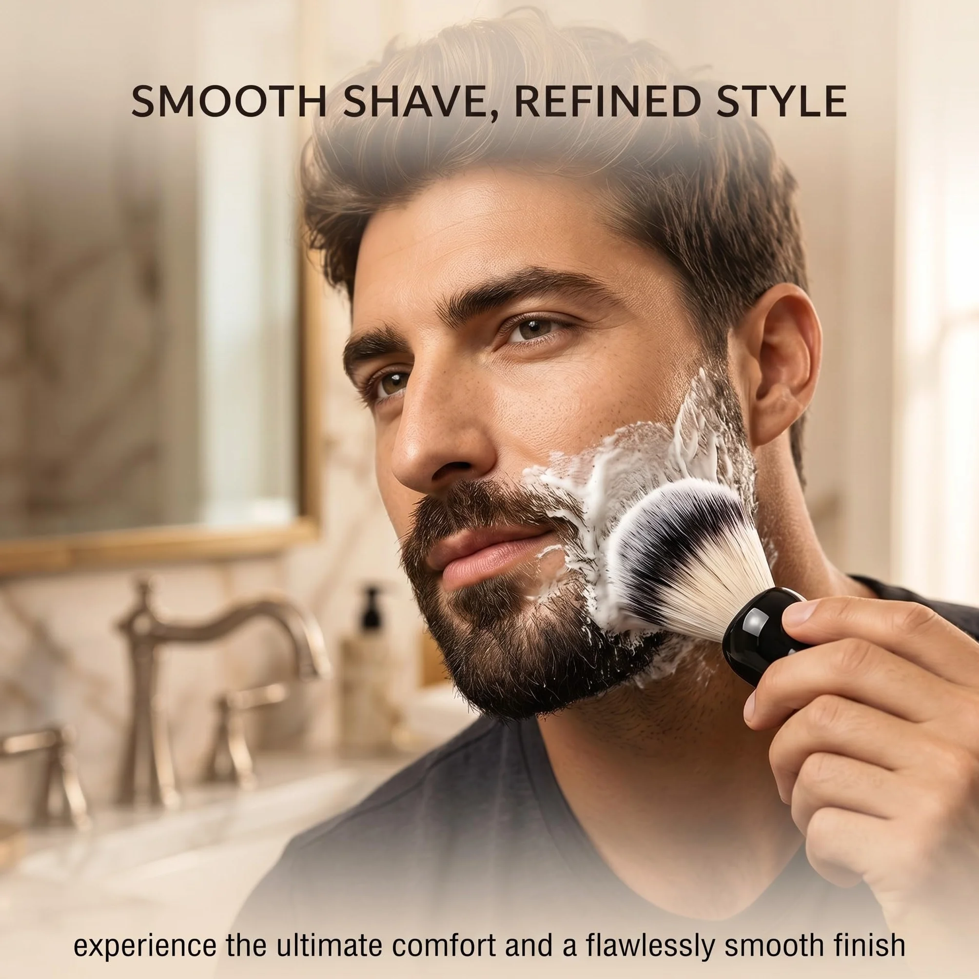 1 Pennello Da Barba Sintetico Nero Per Barba, Spazzola Rasatura Professionale 10.5Cm, Accessorio Regalo Uomo, Crema Schiuma Da Barba