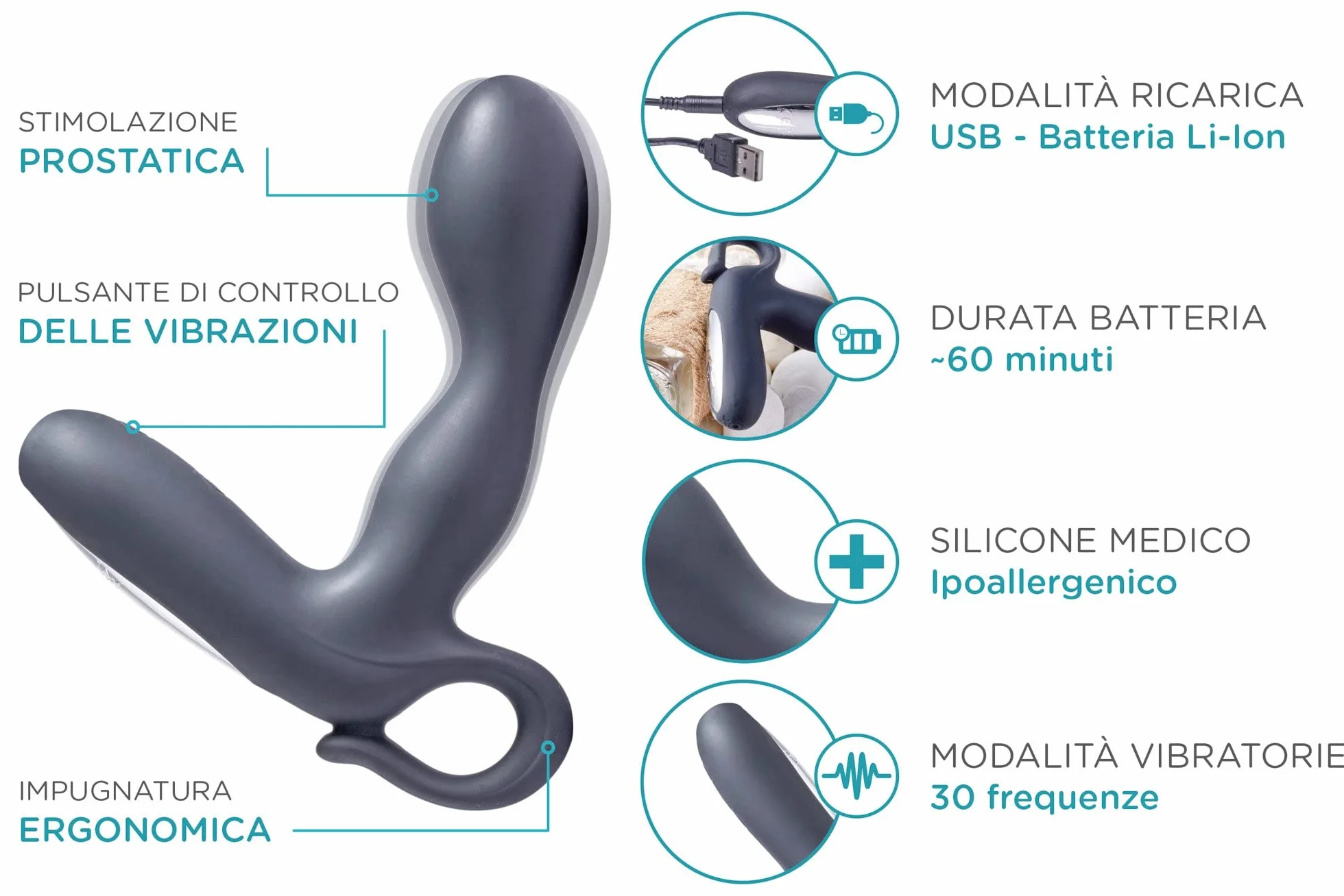 HEDO R6 | Vibratore sessuale per uomo | Massaggiatore prostatico | Silicone medico privo di PVC e ftalati | Ricaricabile | Ideale per la stimolazione della prostata | Dilatatore anale (Nero)