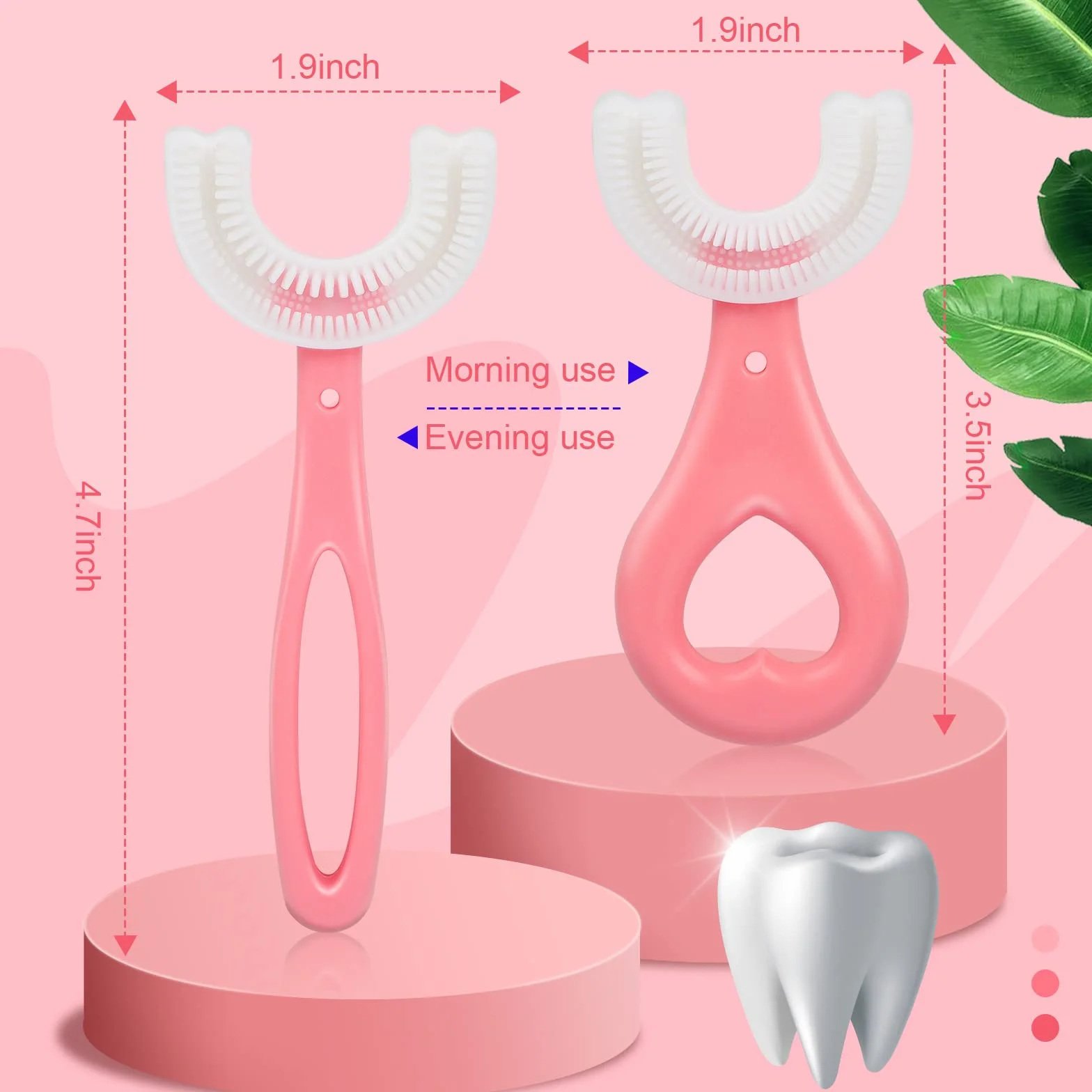 Spazzolino per Bambini a Forma di U - Testina in Silicone Morbido per Uso Alimentare, Pulizia dei Denti per l'Igiene Orale a 360°, per 2-12 Anni