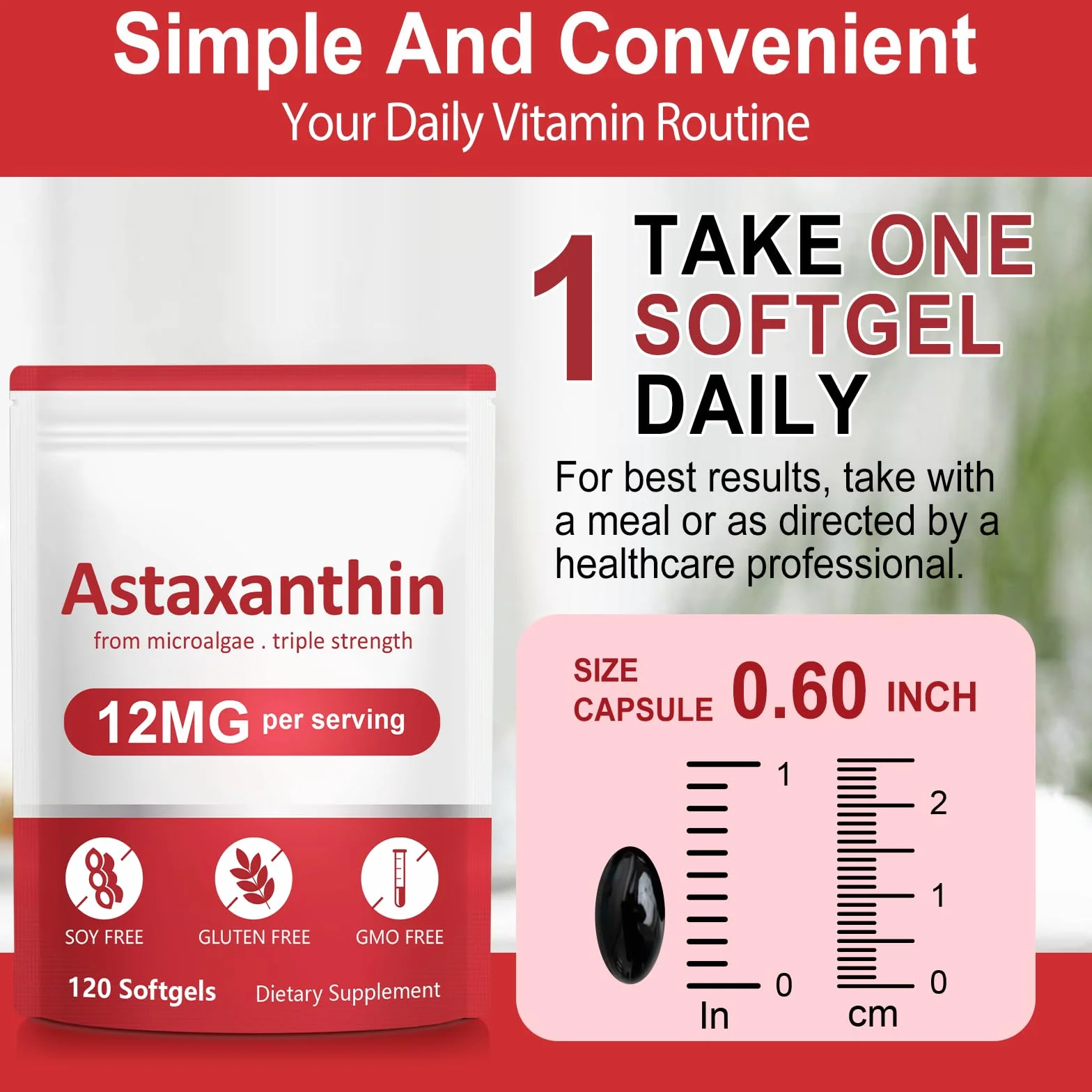 Integratori di Astaxanthin, Premium supporta occhi, articolazioni, circolazione e pelle - Formula naturale anti-invecchiamento, non-GMO