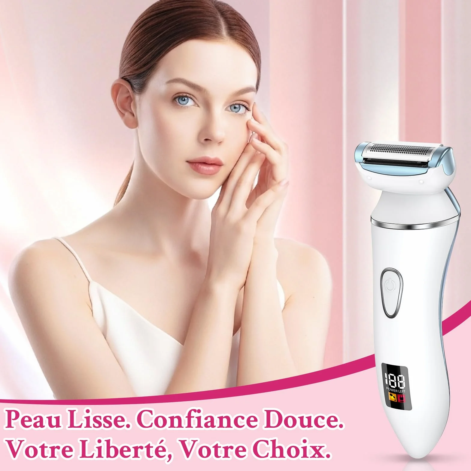 Rasoio Elettrico Donna 2 in 1, Rasoio Intimo Donna e Trimmer Bikini IPX7 Impermeabile, Trimmer Intima con Display LED per Gambe, Ascelle e Zona Intima con Custodia da Viaggio