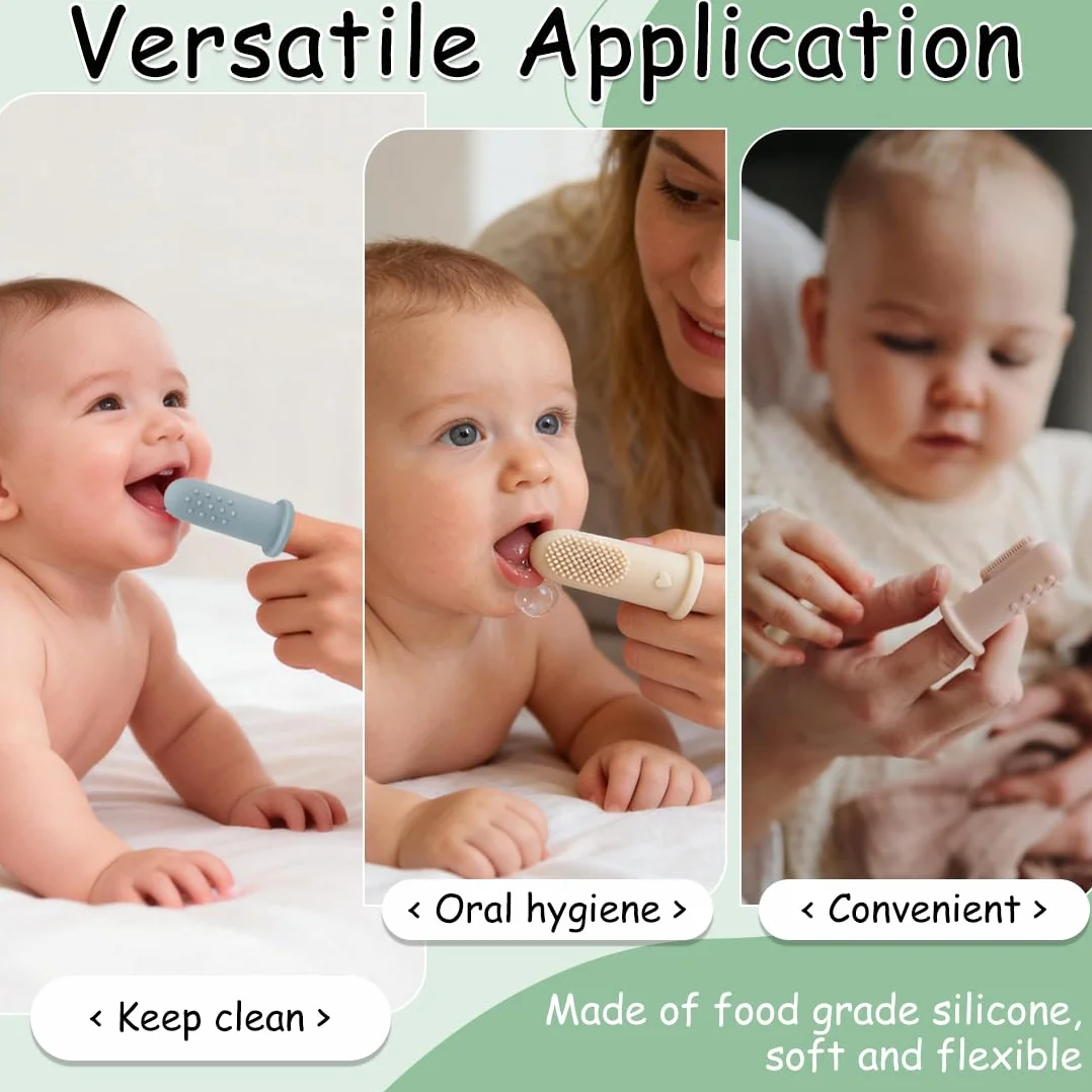 4 Pezzi Spazzolini da Dito in Silicone per Bambini, Spazzolino Neonati e Spazzolino Silicone per la Prima Igiene Orale, Massaggio Gengivale e Dentizione