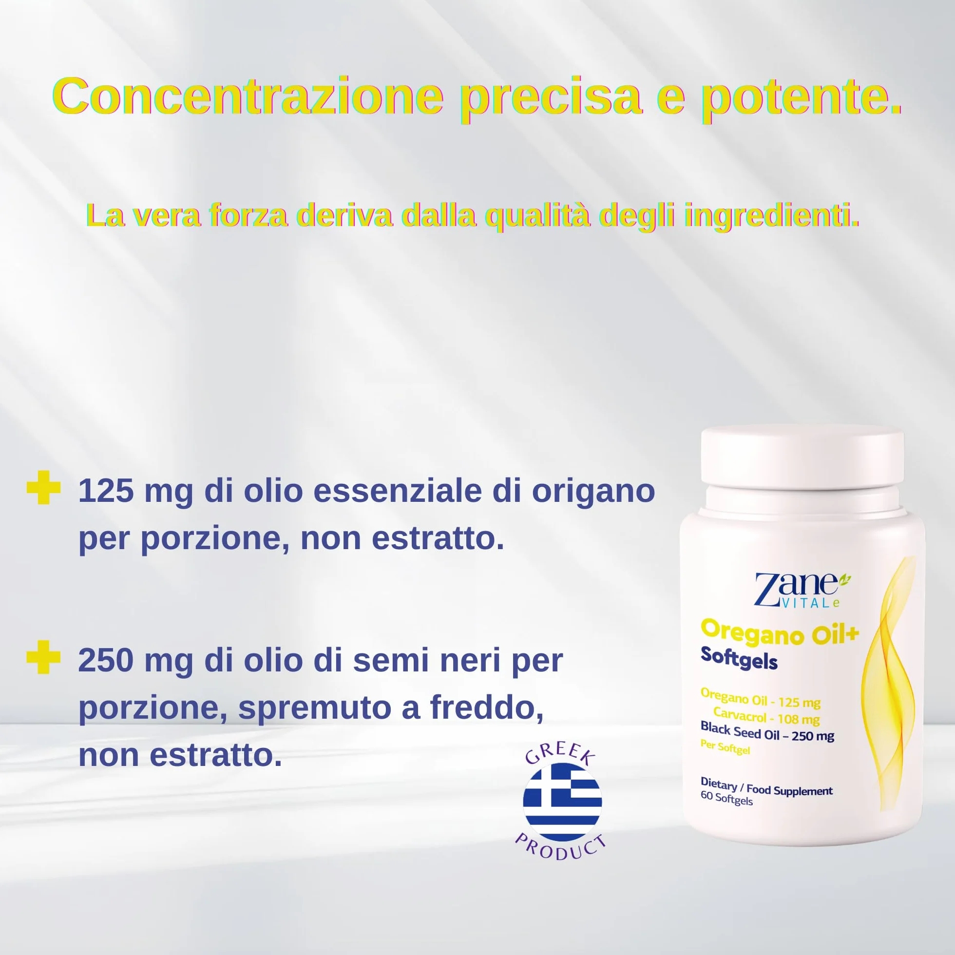 Zane Vital Olio di Origano e Olio di Cumino Nero – Capsule Molli con Carvacrolo e Timochinone – Integratore Alimentare – 60 Capsule