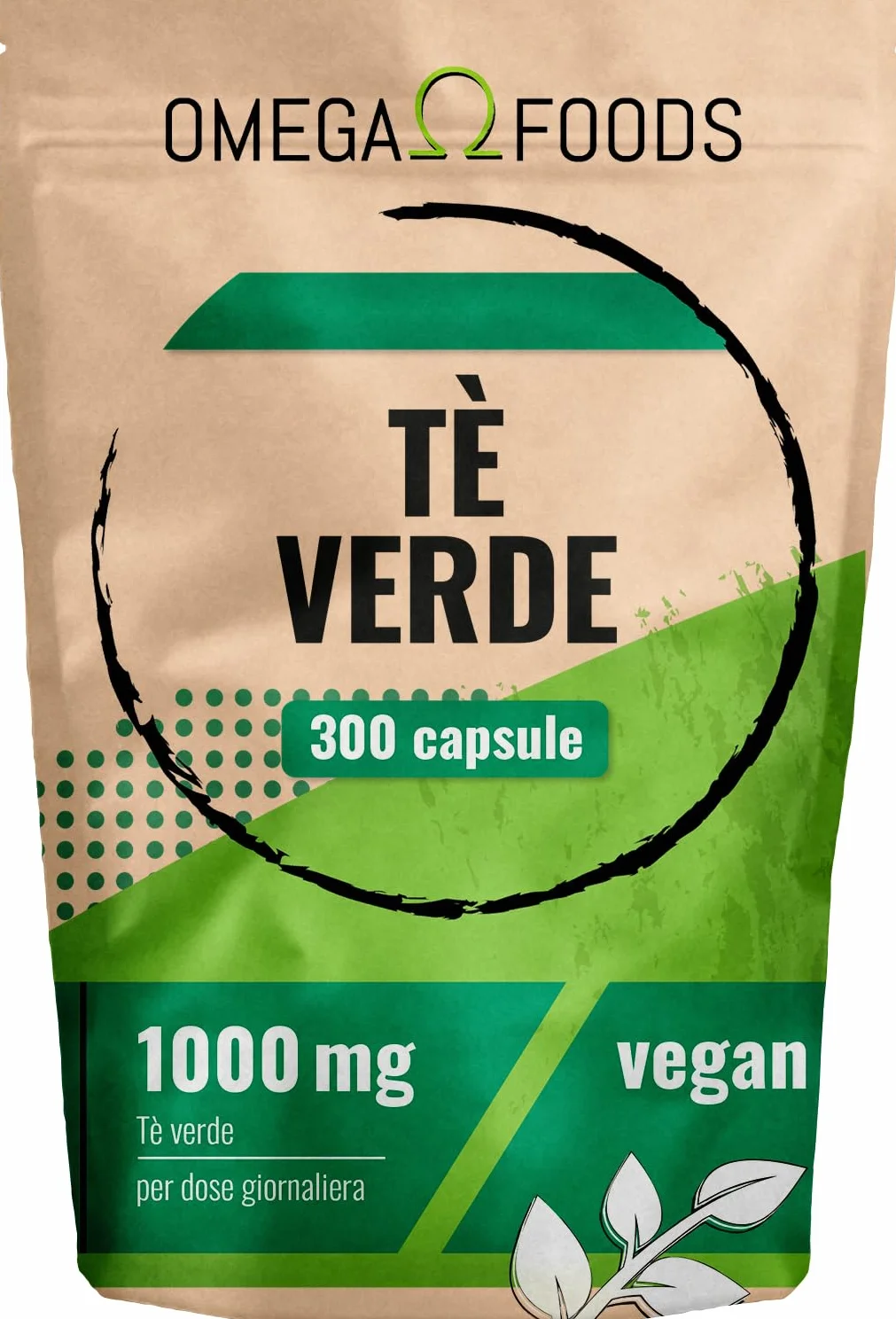 Capsule di tè verde – 300 capsule di estratto di tè verde ad alto dosaggio – 1 000 mg per dose giornaliera – Estratto di tèverde