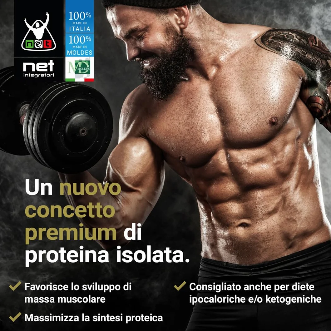 NET Integratori ISOLATE PRO Grass Fed 700g Cioccolato Fondente Proteine Isolate con EAA BCAA