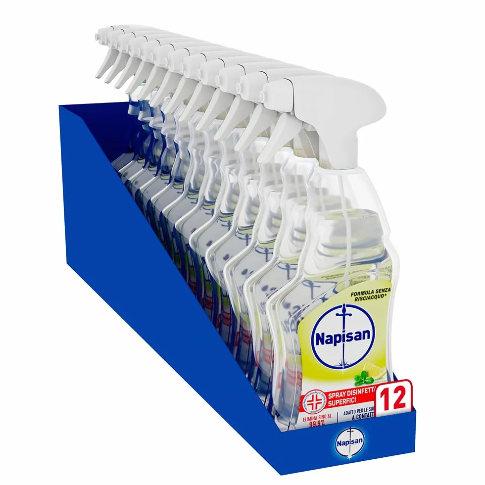 Napisan Spray Disinfettante Multisuperfici Limone e Menta, Confezione da 12x740 ml