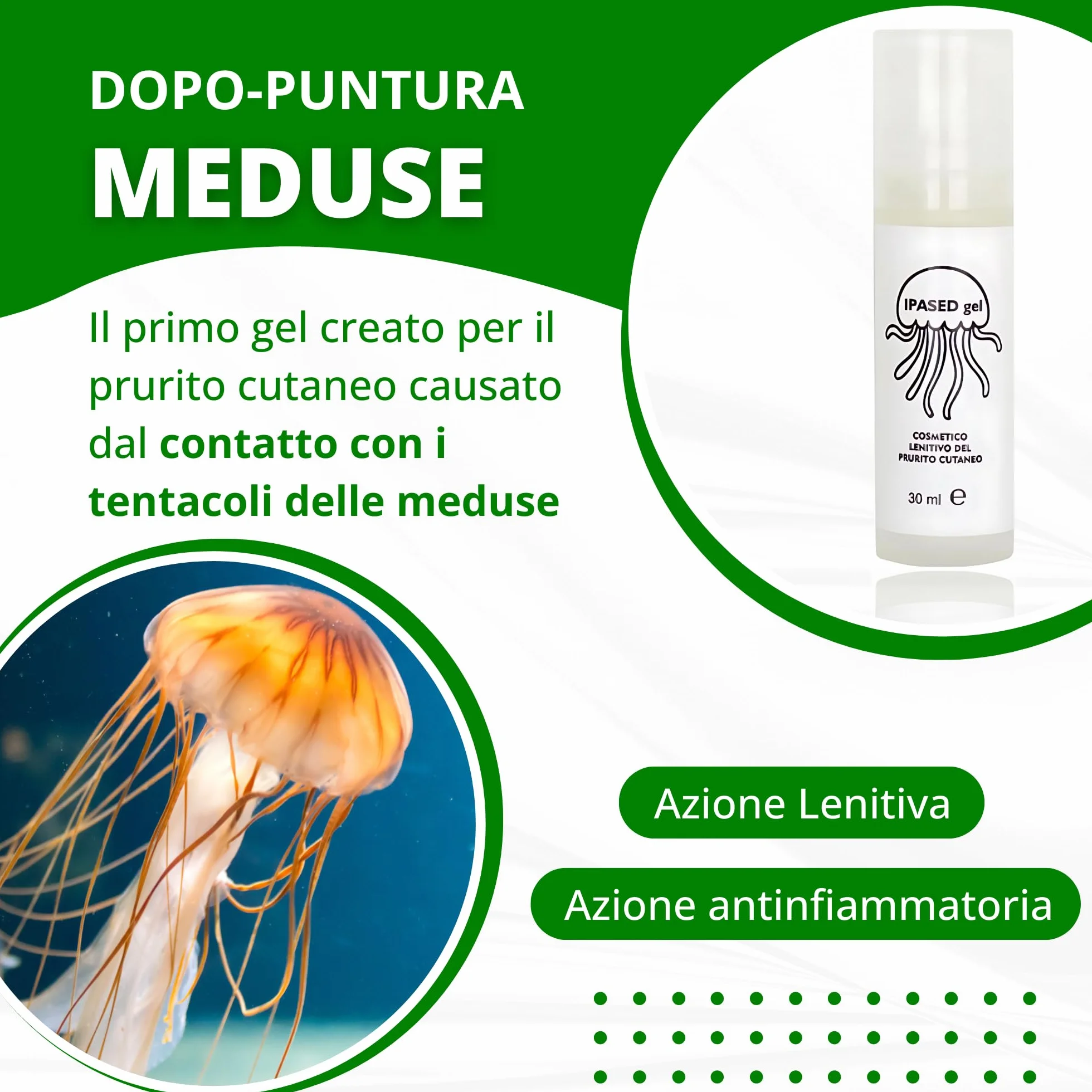 Dopo Puntura Zanzare, Meduse e Insetti, con Aloe Vera e Olio di Menta Piperita, Per un Sollievo Immediato, 30 ml