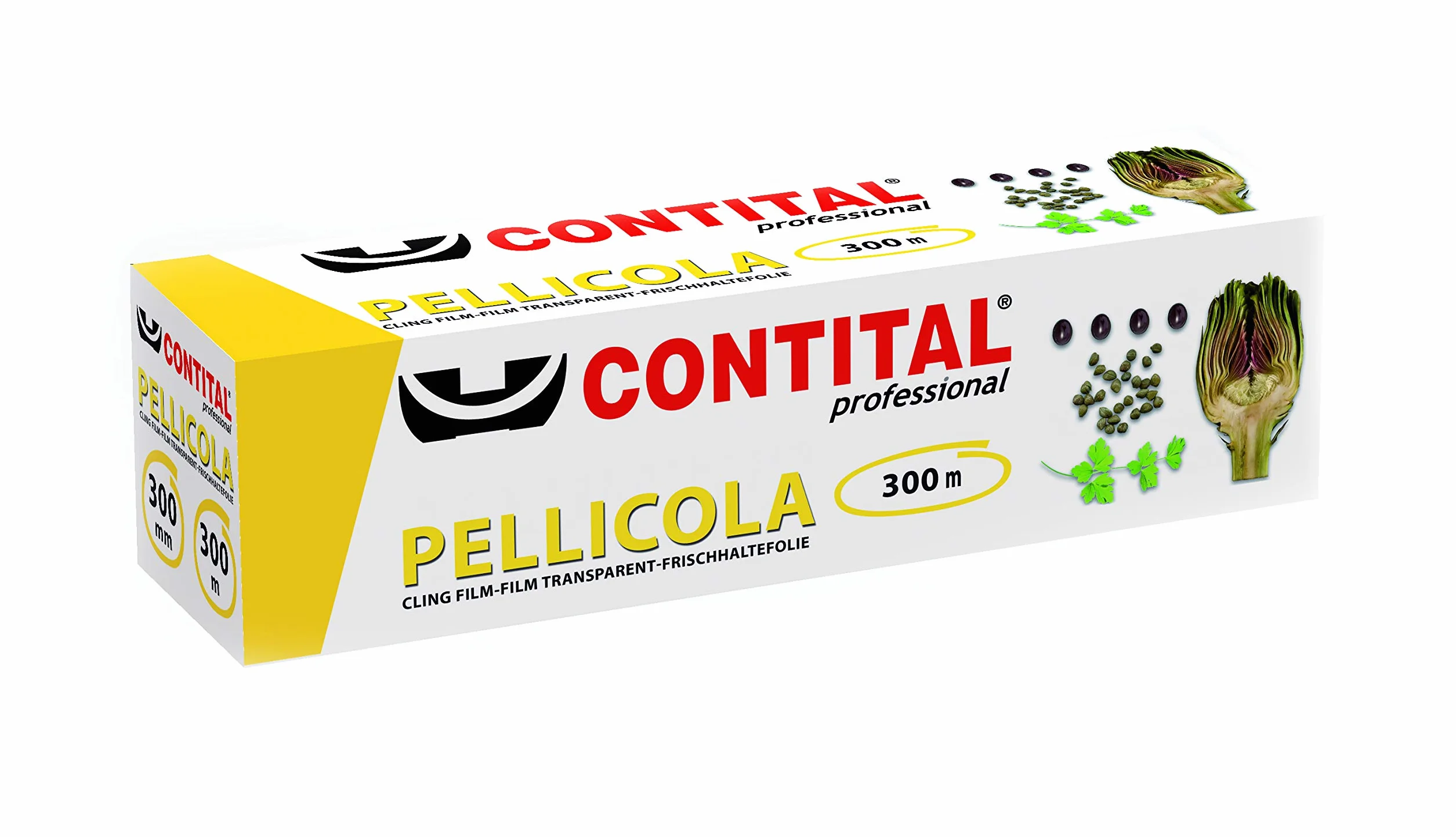 CONTITAL Pellicola Professionale per alimenti con astuccio, rotolo in PVC, larghezza 30 cm, 300 metri