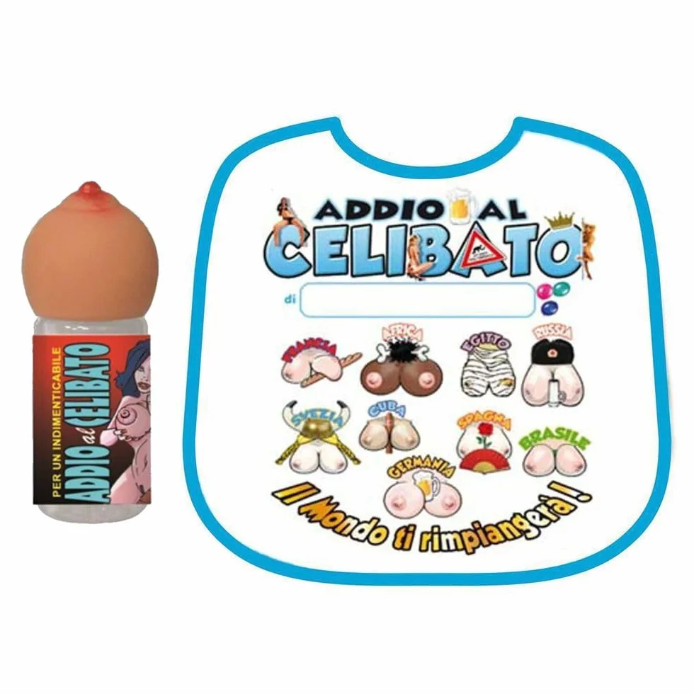 Bavaglia umoristica + biberon tetta per festa sexy di addio al celibato 18+ gadget per adulti hot party