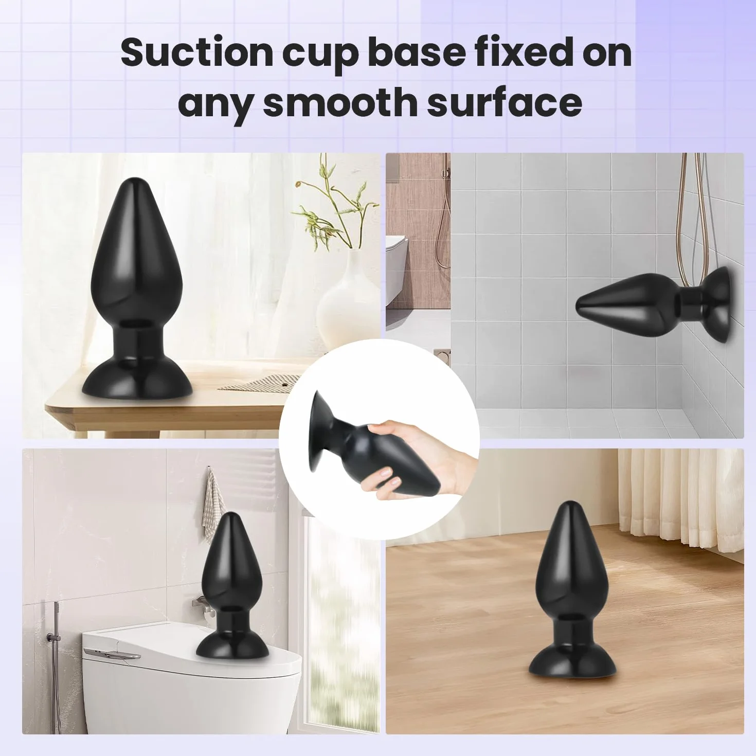 Plug Butt Extra, Plug Anale per Avanzato, Spina Anale Stimolante per Donne e Uomini, con Supporto Adesivo con Lubrificante, uso hands-free (Nero XXL)
