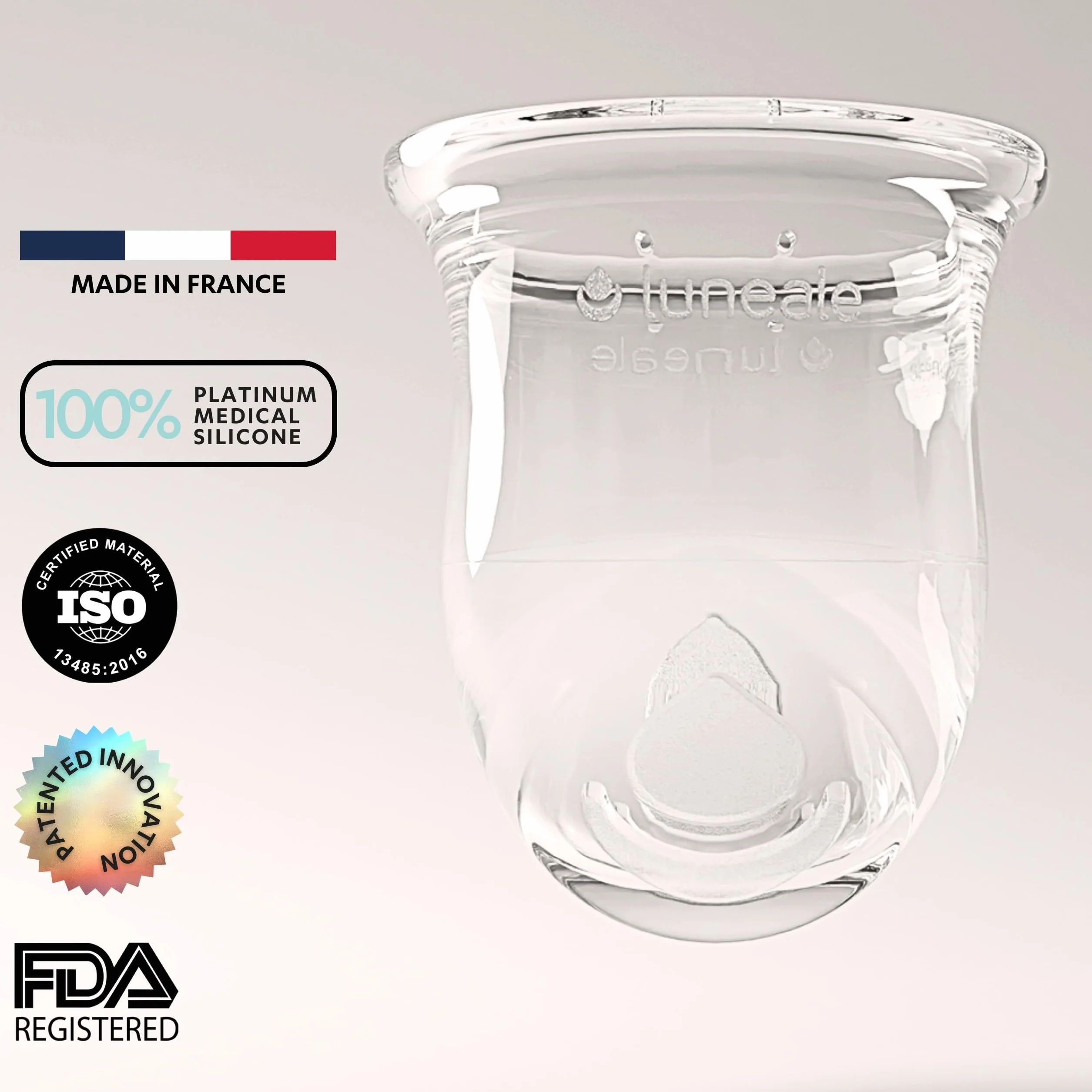 La Cup Luneale - coppetta mestruale - design ergonomico esclusivo creato con ostetriche - fabbricazione francese - 100% silicone medico al platino (S - Flusso leggero/medio)