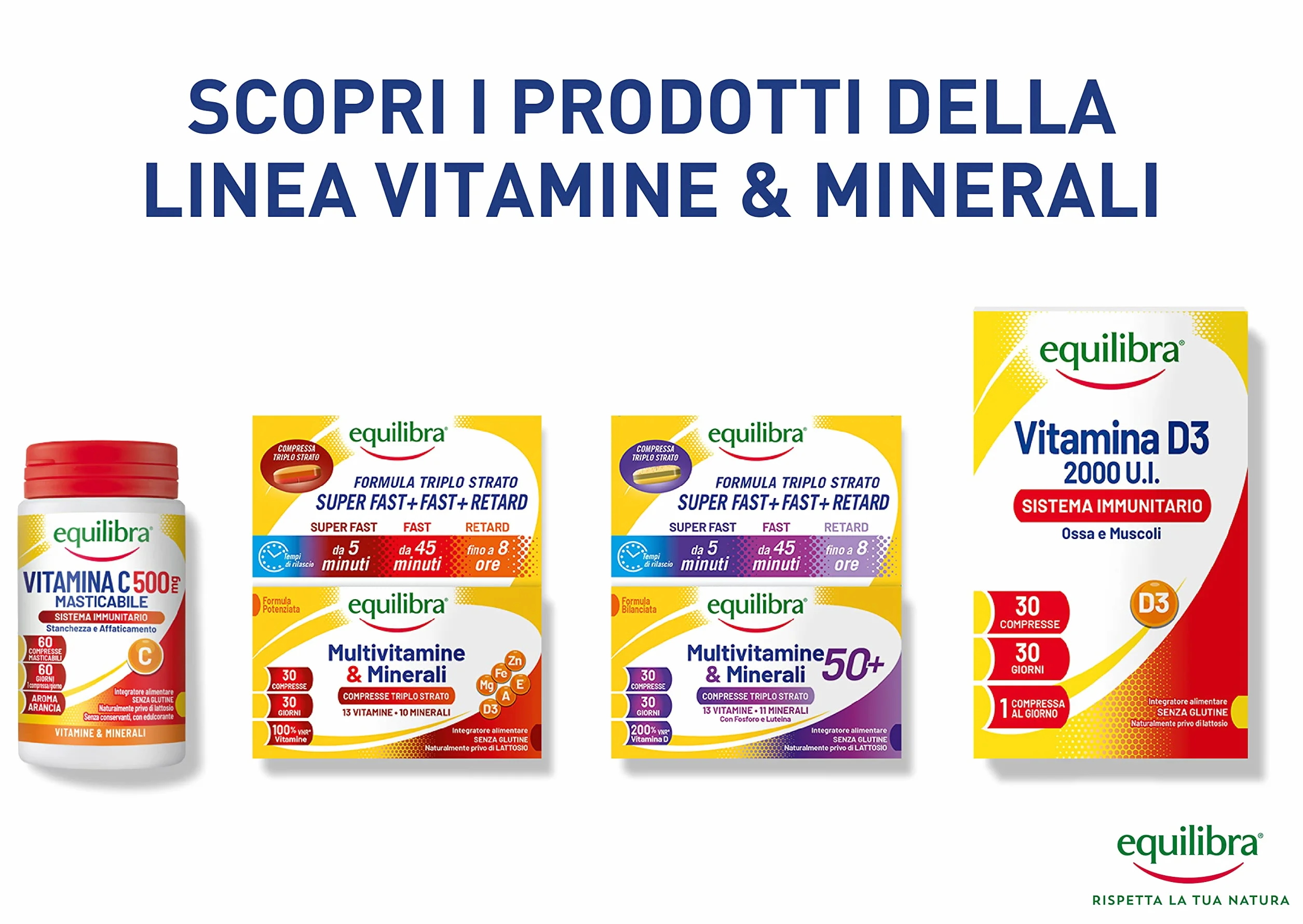 Equilibra Integratori Alimentari, Vitamina D3, Integratore Vitamina D3 per la Normale Funzione del Sistema Immunitario, per il Mantenimento di Ossa Normali, 2000 UI, 30 Compresse Altodosate