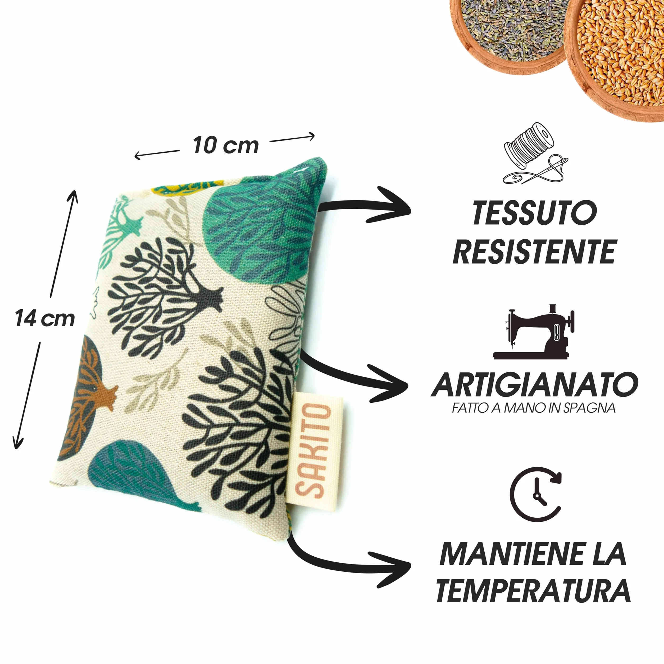2 (uds) Cuscino Termico Microonde (14x10 cm) - Terapia Naturale per i Colici - Calore Naturale per la Pancia e per Eliminare i Gas - Sicuro per i Bambini - Tessuto di Prima Qualità