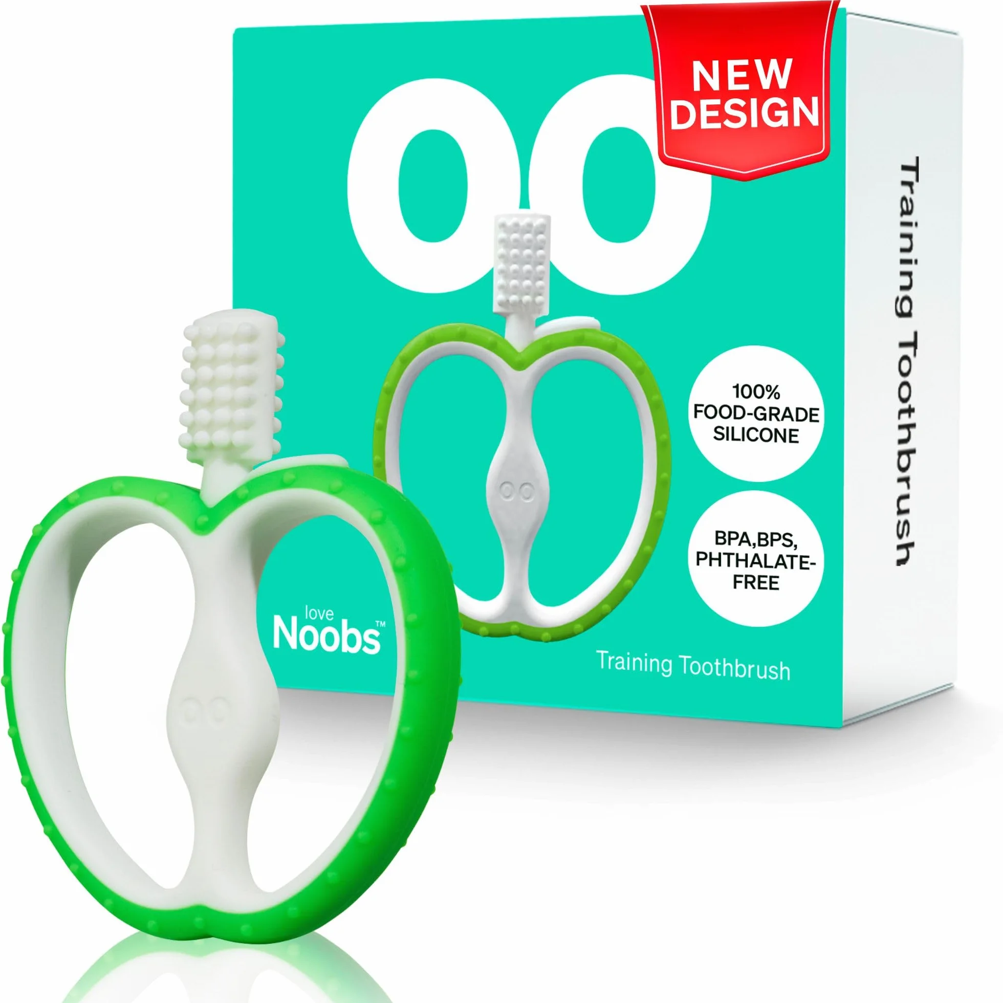 Massaggia Gengive Neonati Di Love Noobs, 4+ Mesi, Senza BPA, Giochi Dentizione Neonato, Spazzolino Da Denti Per Bambini, Giocattolo Da Mordere In Silicone, Verde
