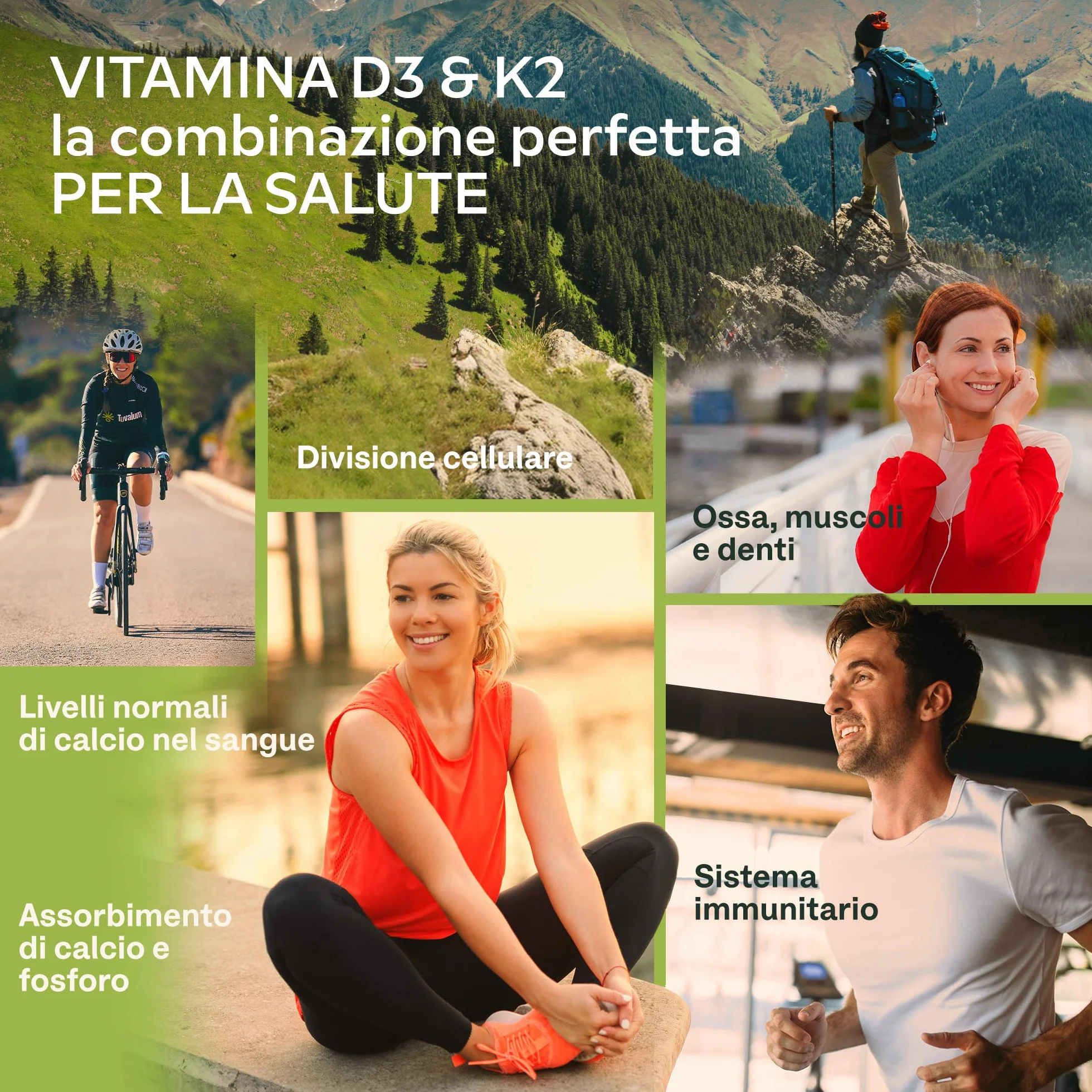 Vitamina D3 K2 2000 UI + MK7 100 μg Olio Extravergine d'Oliva 180 Capsule