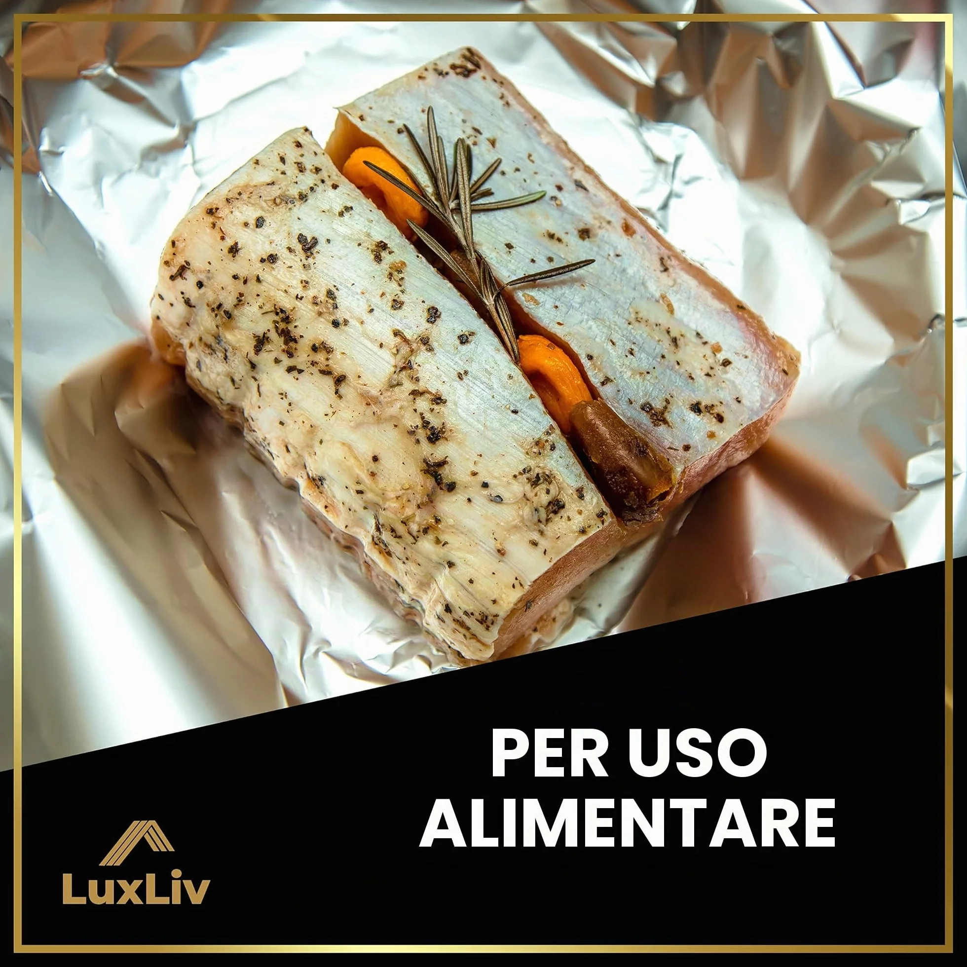 Rotolo di alluminio resistente 30 cm x 50 m spessore extra per industria alimentare LuxLiv®