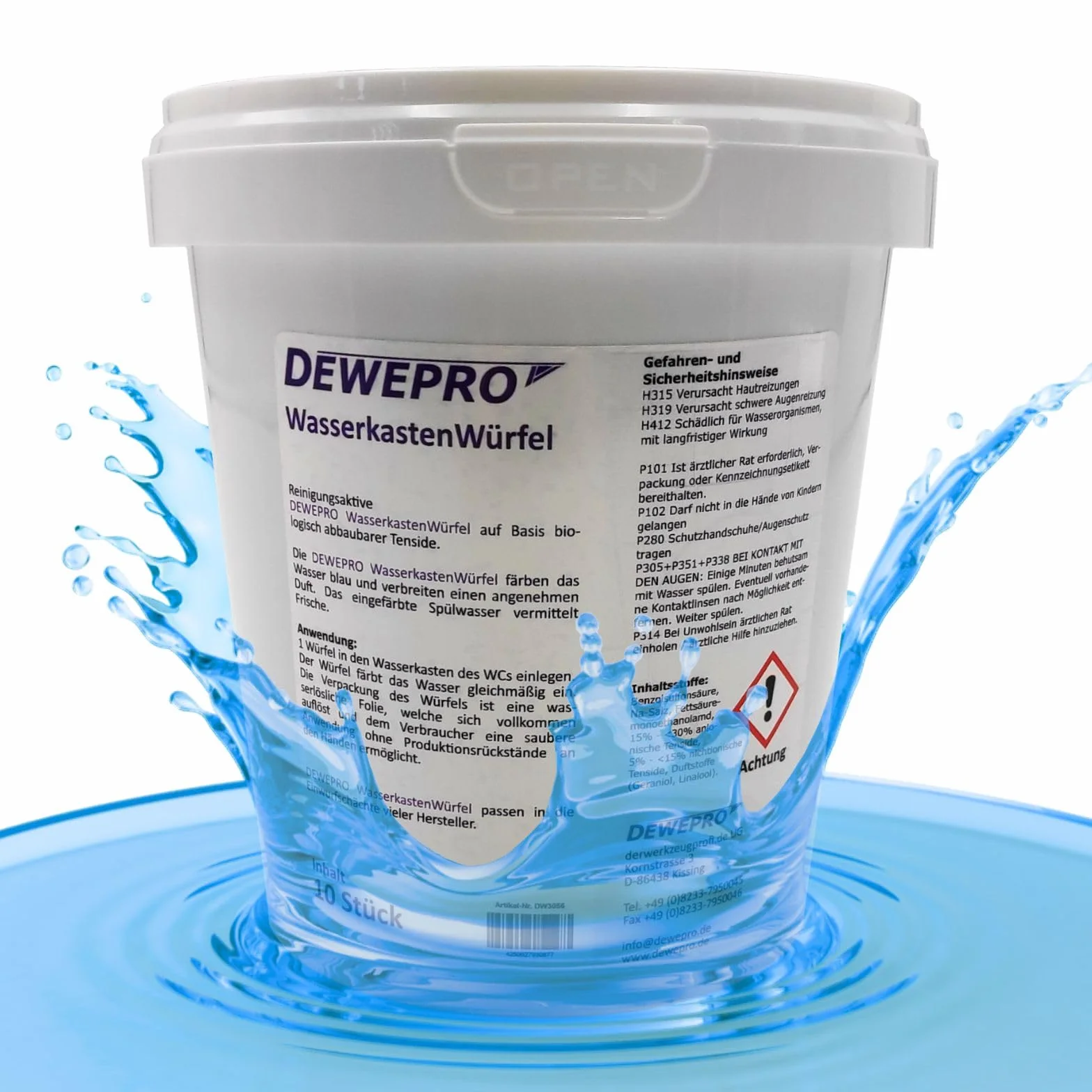 DEWEPRO - Set di 2 barattoli di pastiglie detergenti da 10 cubetti per WC da inserire nella cassetta dell’acqua di scarico per la freschezza del bagno