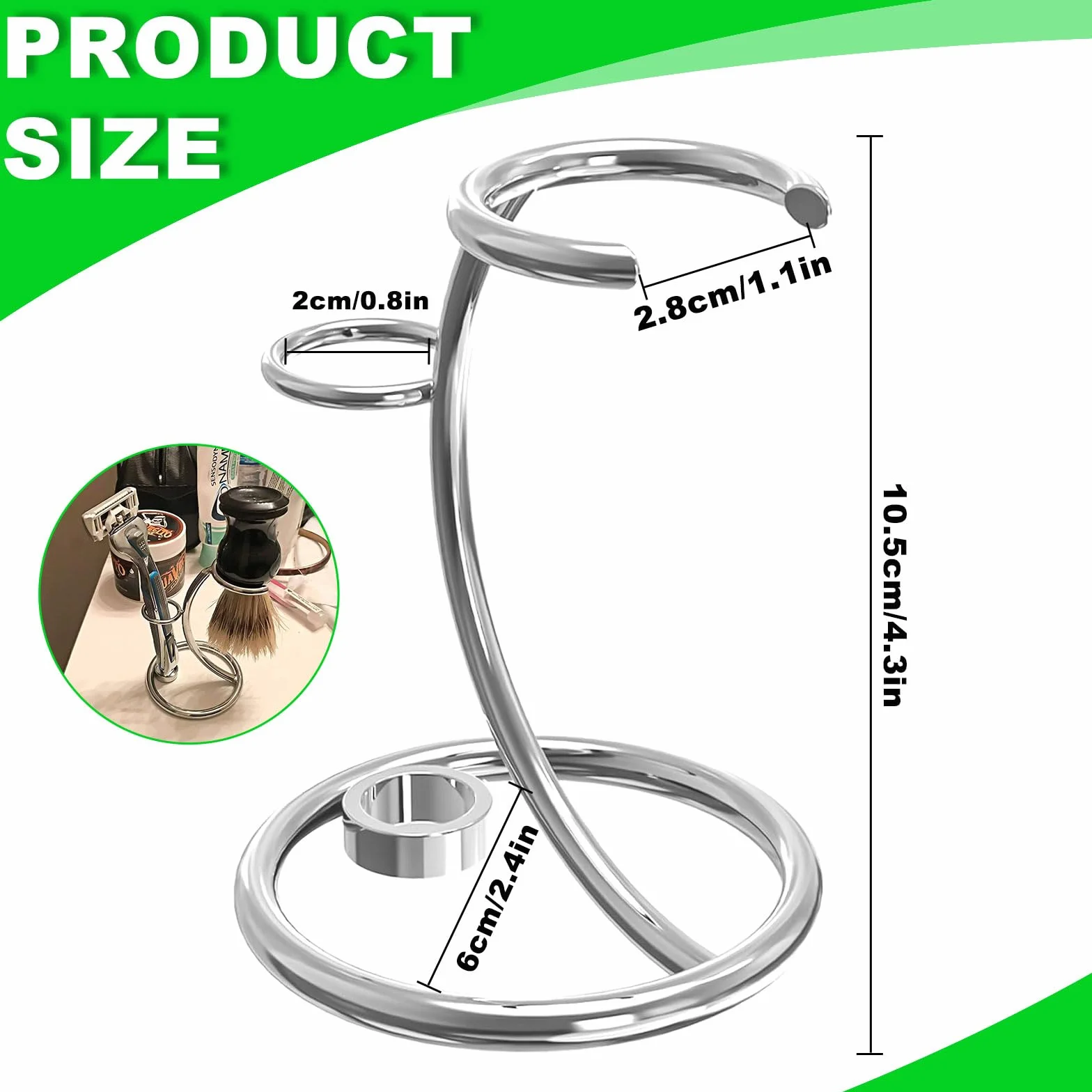 Aatpuss Supporto Per Pennello da Barba, Supporto da Barba In Acciaio Inox Per Uomo, Supporto Portatile Per Rasoio e Pennello, Supporto Per Pennello da Barba In Acciaio Inox Adatto Per Regali da Uomo