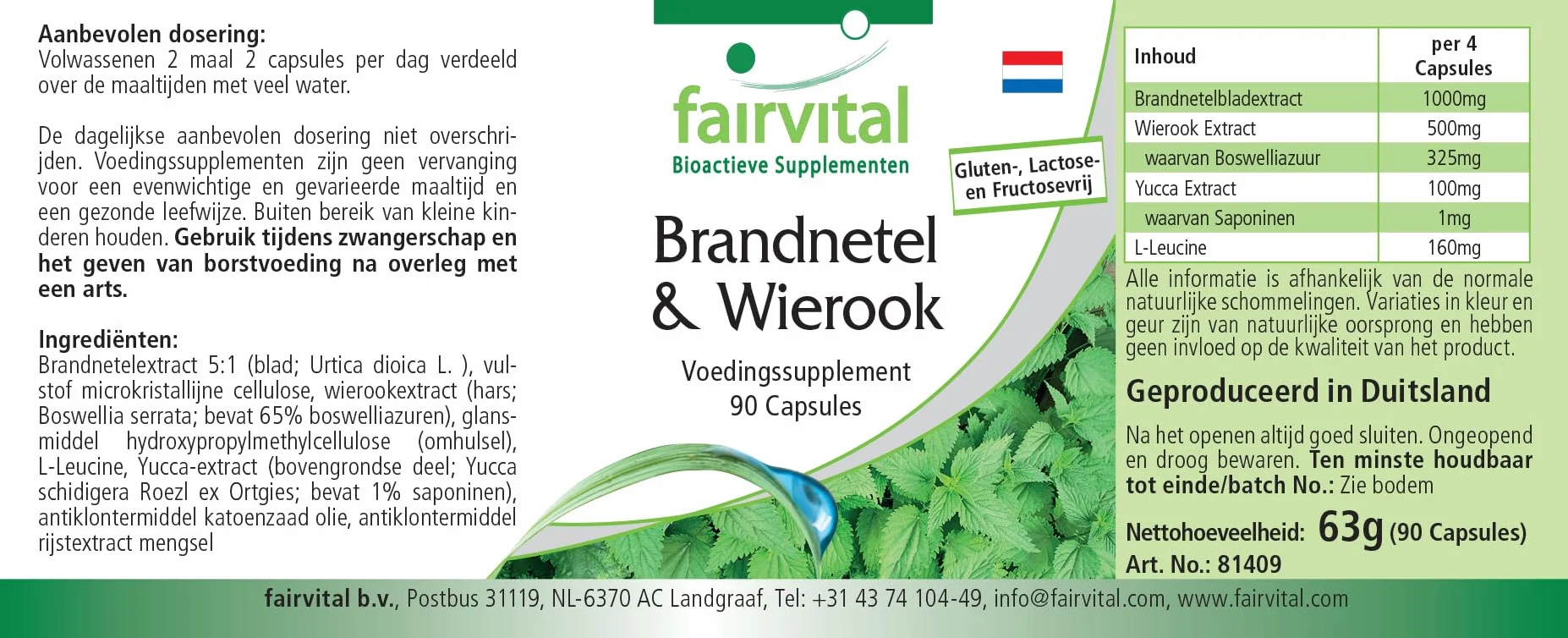 Fairvital Ortica Boswellia 90 Capsule 4000 mg Estratto Vegane