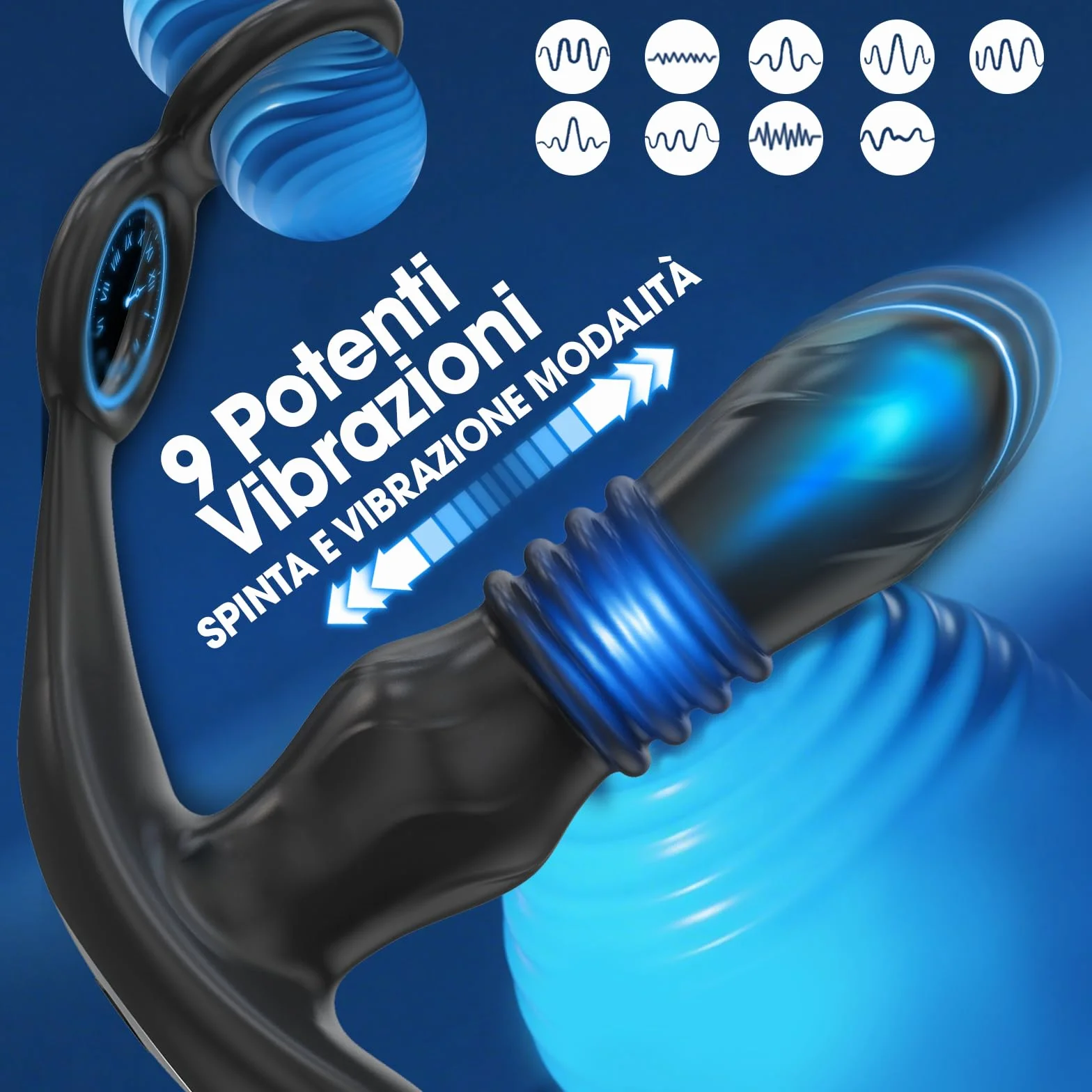 Vibratoreper Uomo Dildo Anale Prostata con Anello per Pene, 3 in1 Plug Anale-dilatatore Uomo Donna Massaggiatore Prostatico 9 Modalità Sexytoys Uomo Sex Toys Sessuali per Uomini Plug Anale Vibrante