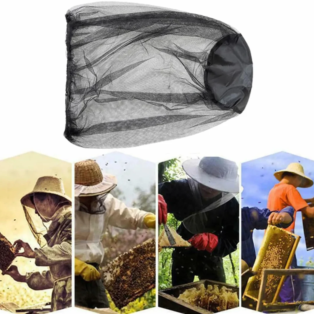 Cappuccio a Prova di Zanzara 2 Pezzi con 2 Borse Portaoggetti Zanzariera Cappello Testa Leggero Resistente Protezione Insetti (Nero+Verde)