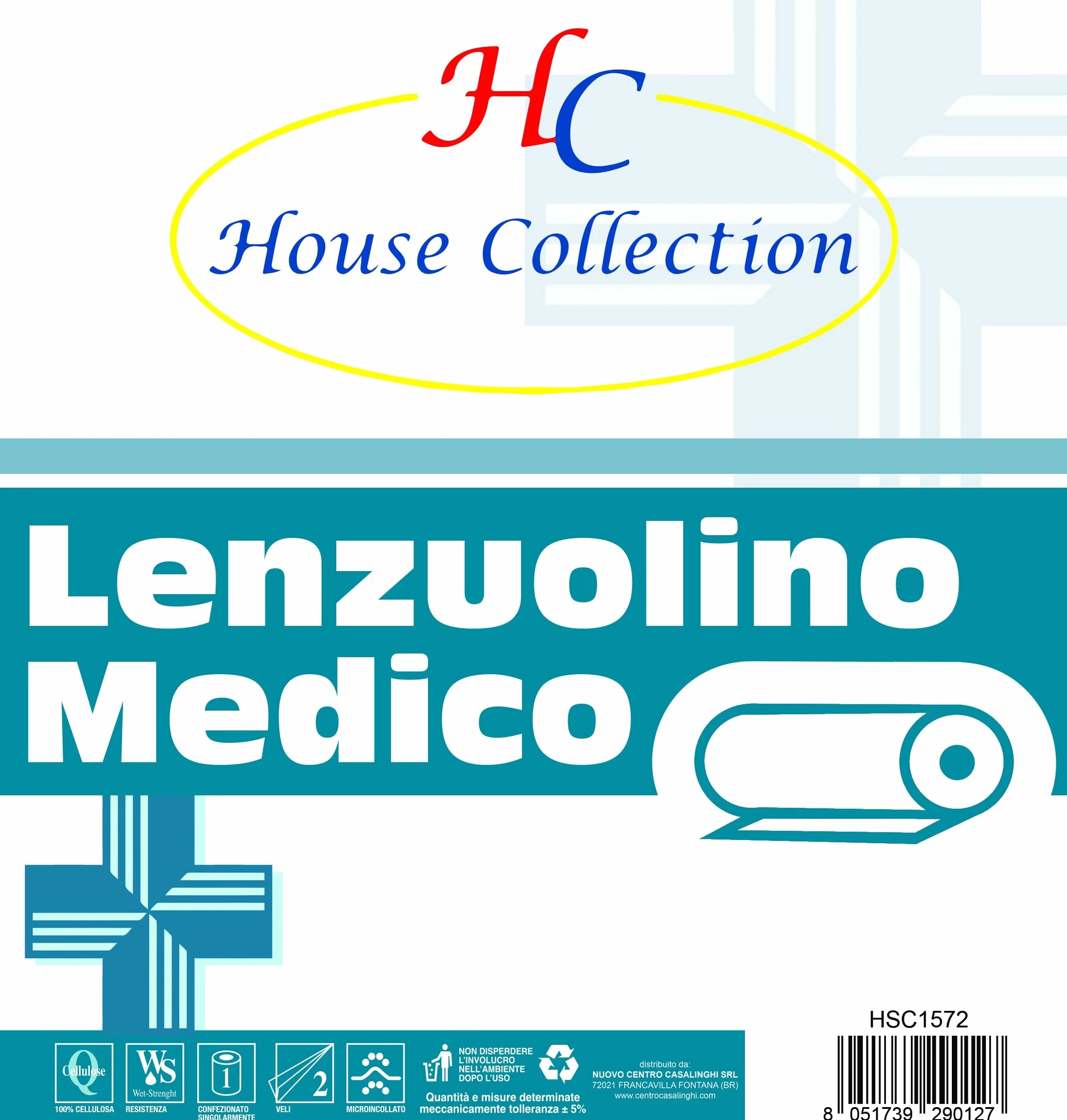 House Collection Lenzuolino Medico Doppio Velo 30 cm x 70 mt Cellulosa Prestrappato
