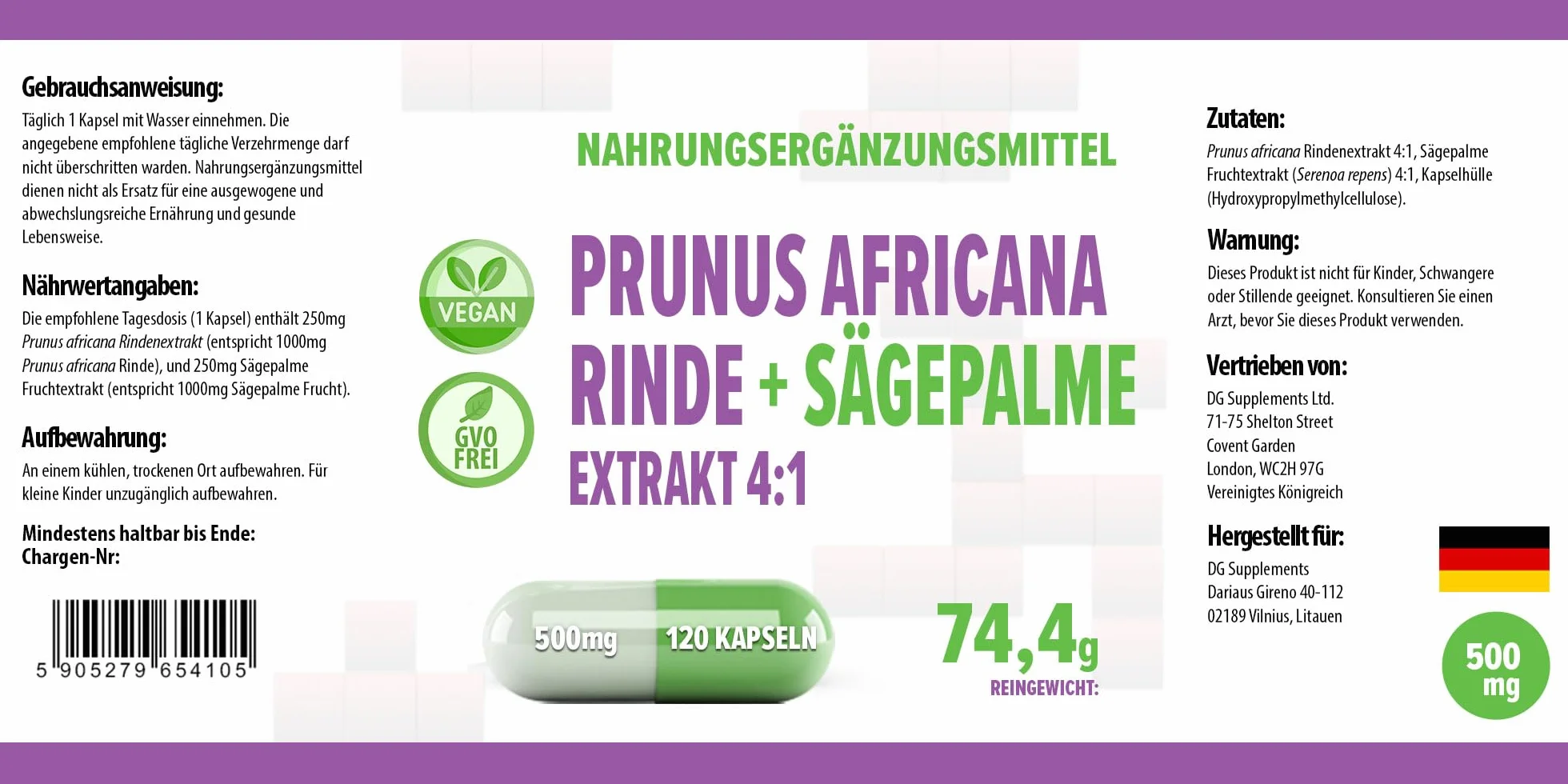 Hepatica Saw Palmetto Serenoa repens estratto 4:1 500 mg 120 capsule vegane