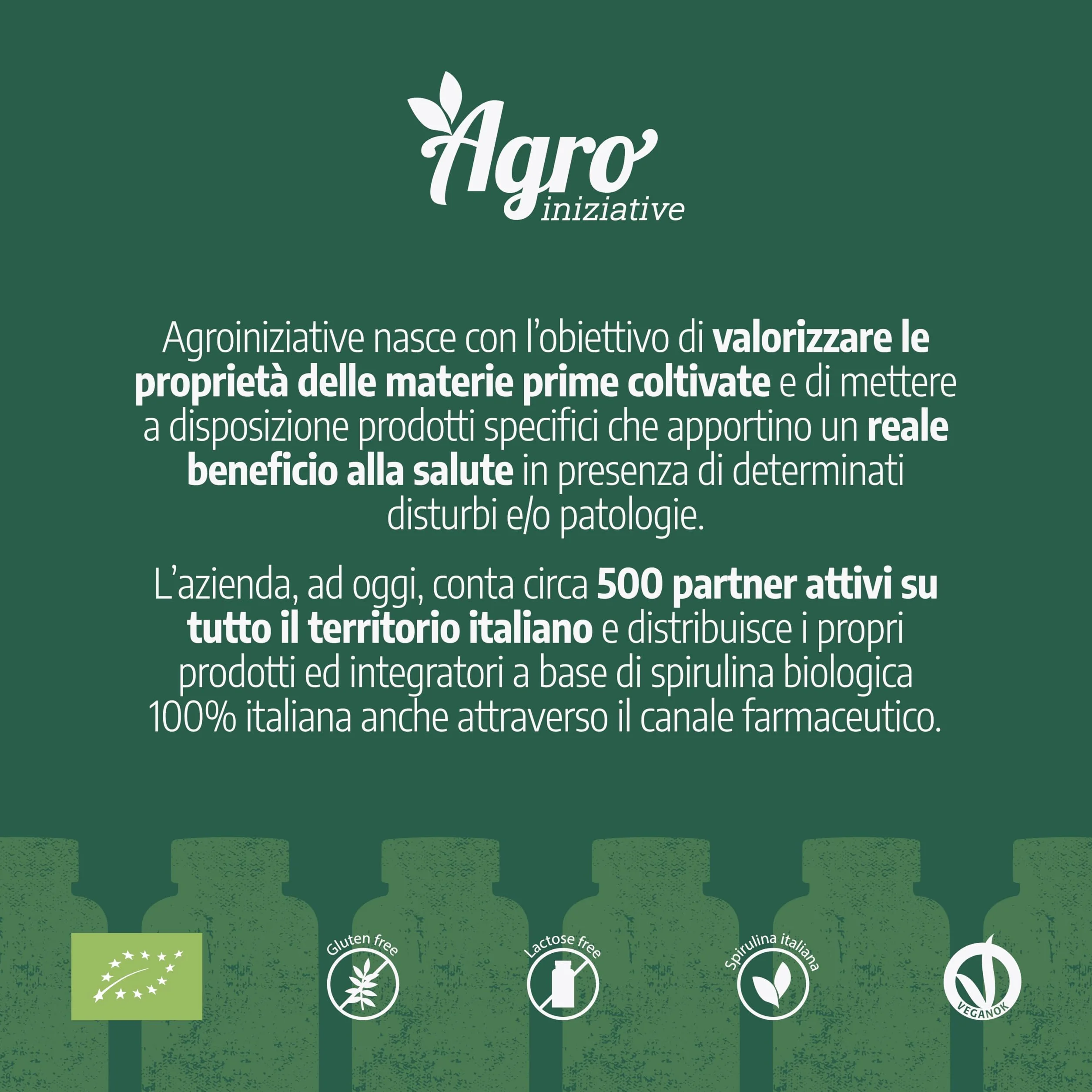 AGROINIZIATIVE SPIRULINA BIO 100 Cps Integratore Spirulina Pura 500 Mg Senza Glutine