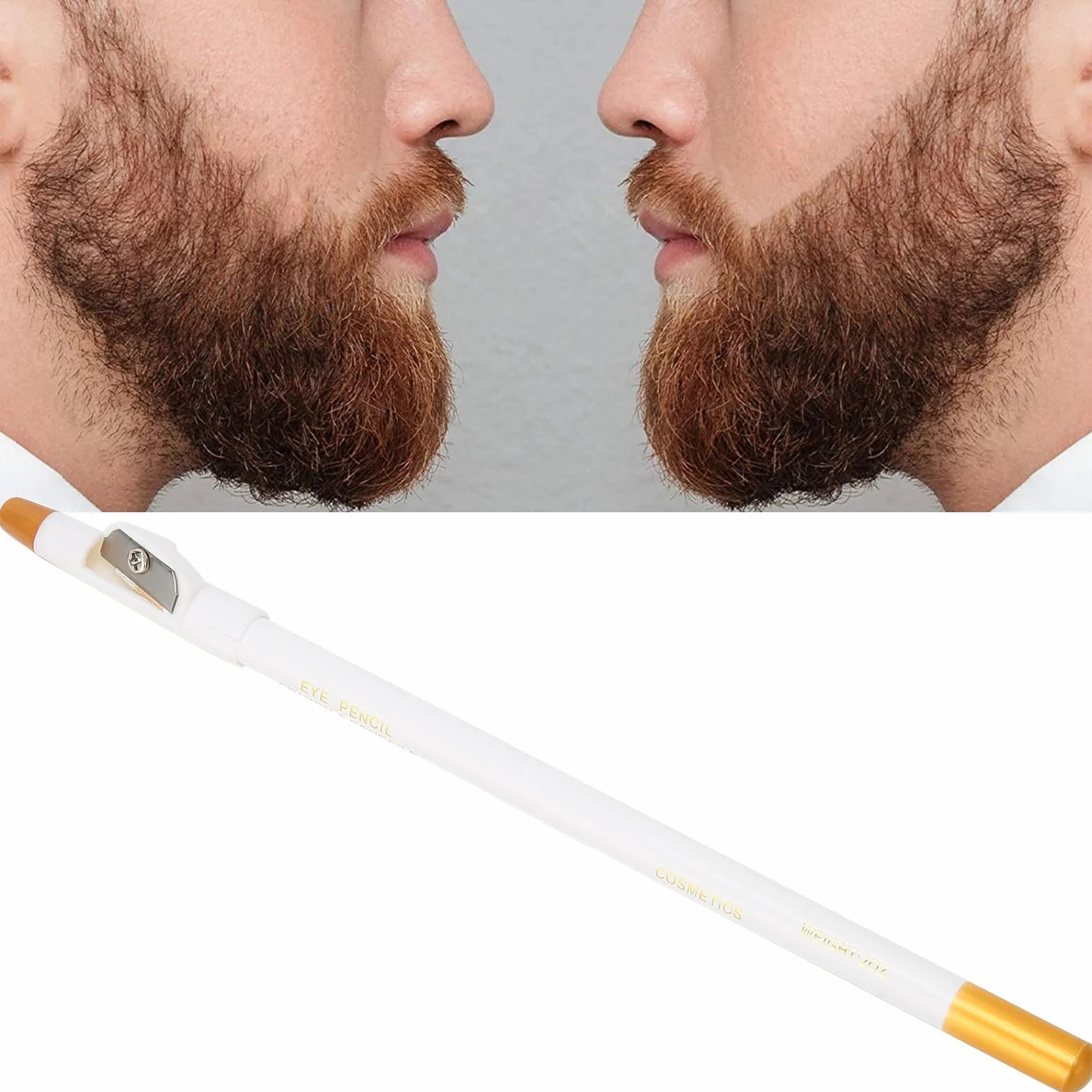 Penna parrucchiere, penna stilografica per barba, accessorio per acconciature e barba (bianco)