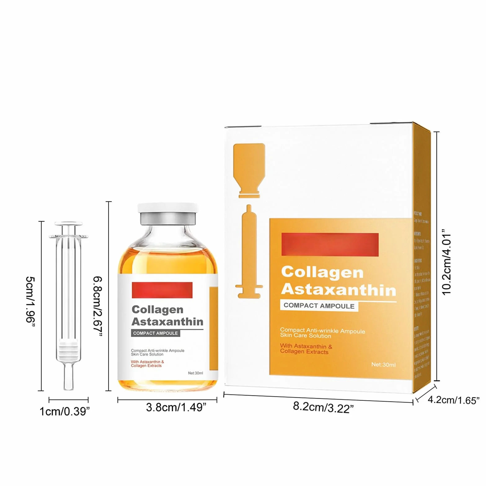 Siero Viso All'astaxantina 30ml Fiale Ultra-Idratanti Intense Cura Del Viso Rimpolpante Levigante