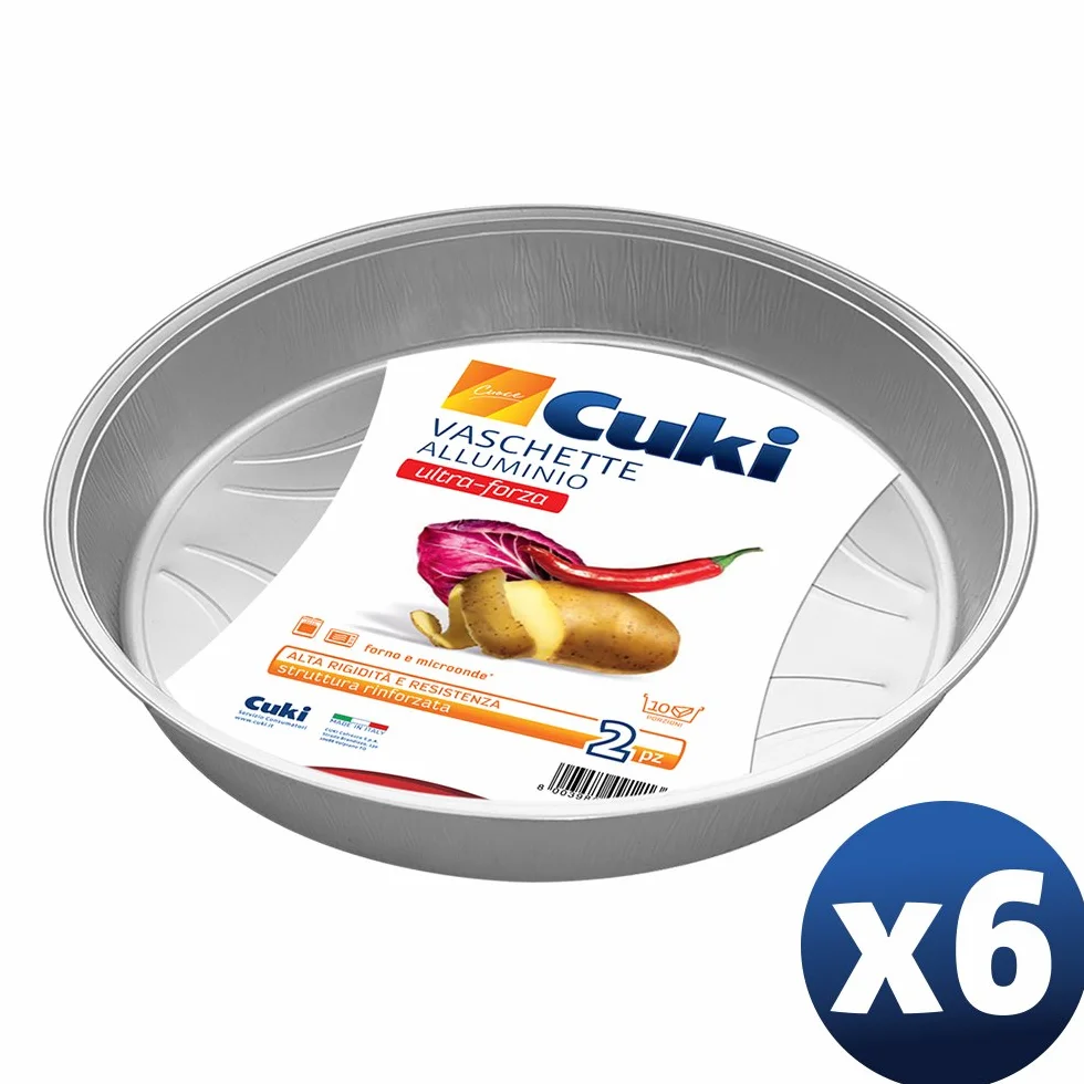 Cuki Vaschette Alluminio Ultra Forza 12 Porzioni Tonde Ts10G 6 Confezioni da 2 Pezzi 280 g