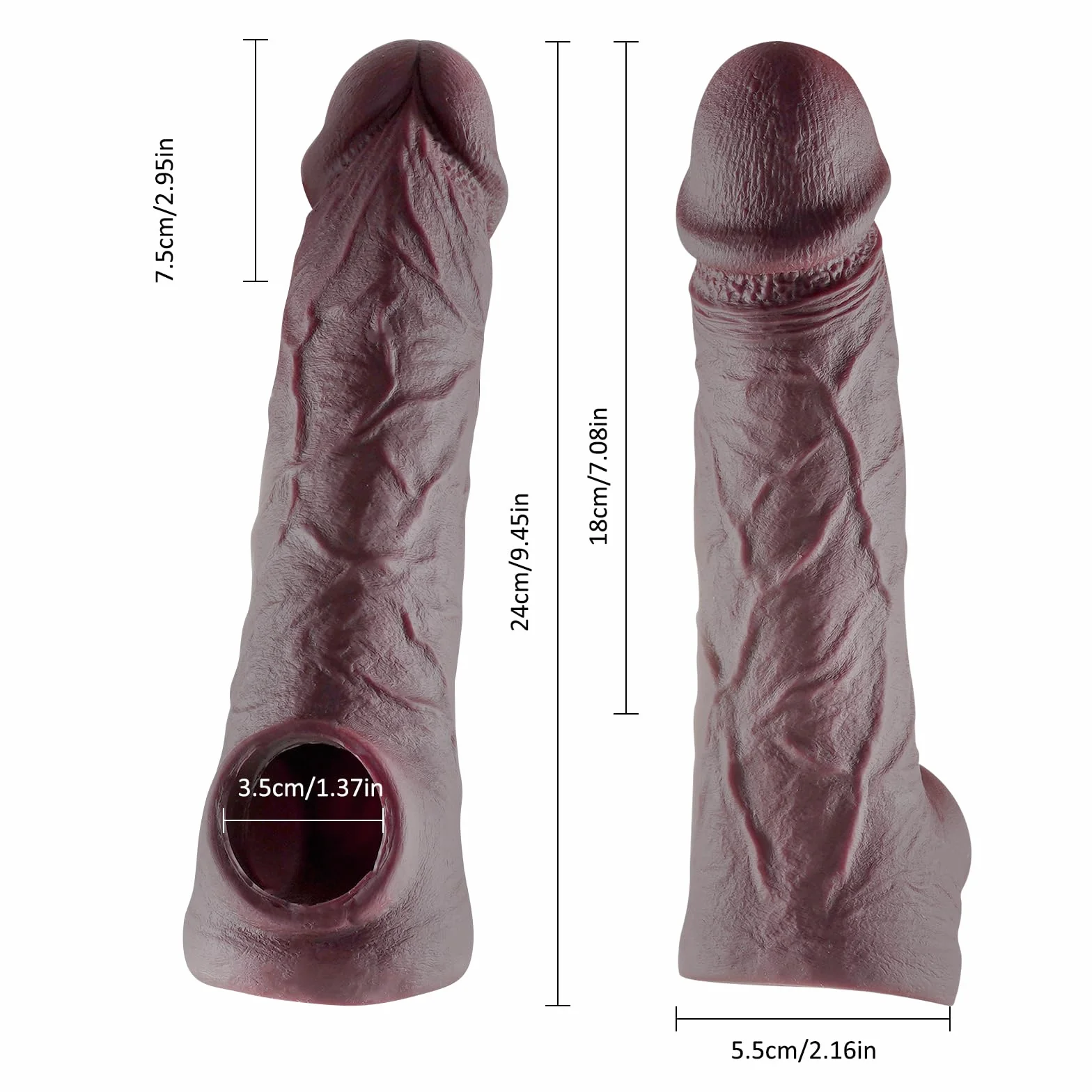 Guaina per pene, Sex Toy Guaina Fallica Realistico Prolunga Pene Indossabile Uomo, Toys Sessuali per Uomini Guaine e Prolunghe, Sex Toys per Coppie Donna