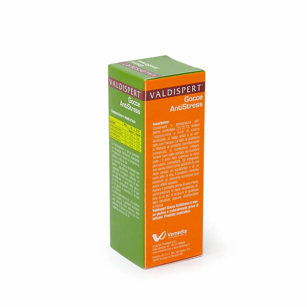 Valdispert Gocce Antistress, Integratore Naturale Rilassamento con Valeriana, Passiflora, Melissa e Tiglio, 30 ml