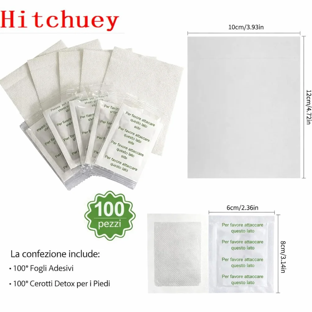 Cerotti Detox Piedi 100 Pezzi, Patch Rimuovere Tossine, Migliorano Circolazione e Sonno