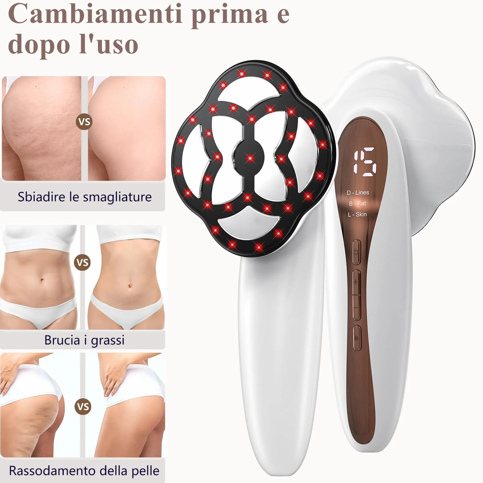 Robofun Massaggiatore Anticellulite Professionale, 3 in 1 Massaggiatore Anticellulite Elettrico con 15 Livelli & 3 Modalità e Riscaldamento di Lavoro Unisex per Vita, Braccia, Vita, Glutei