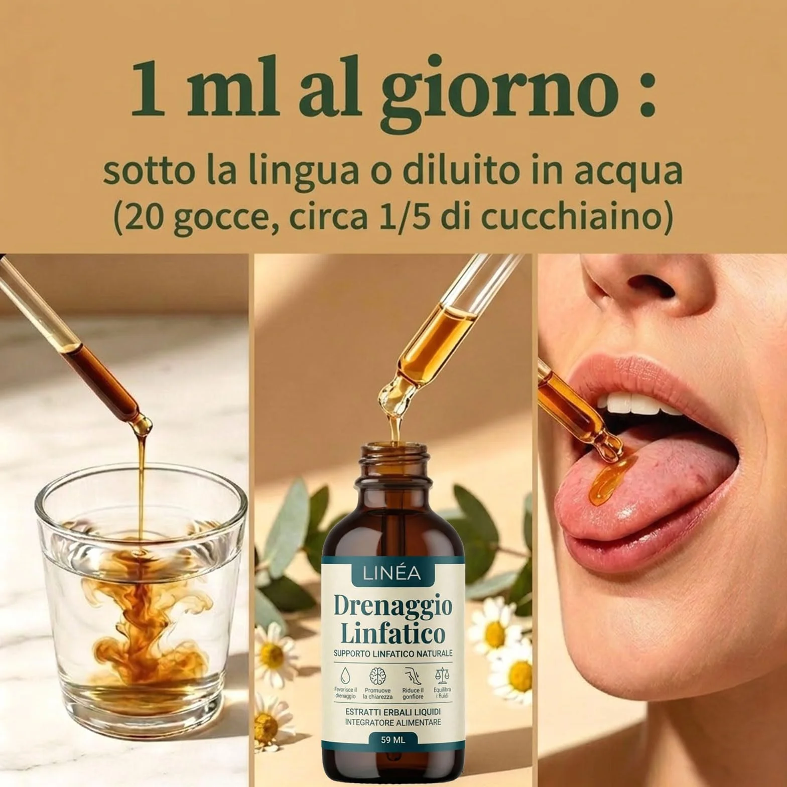Linea Drenaggio Linfatico Gocce, Formula Erboristica Naturale Senza Glutine (1)