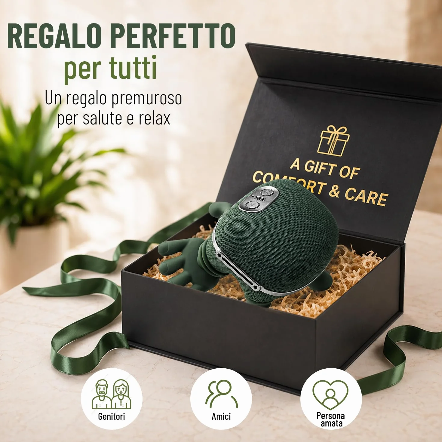 BeFit24 Massaggiatore Cervicale Ergonomico 4D Senza Fili, Massaggiatore Collo e Spalle con Calore, Massaggio Cervicale Profondo per Sollievo dal Dolore, Cuscino Massaggiante Schiena Portatile USB