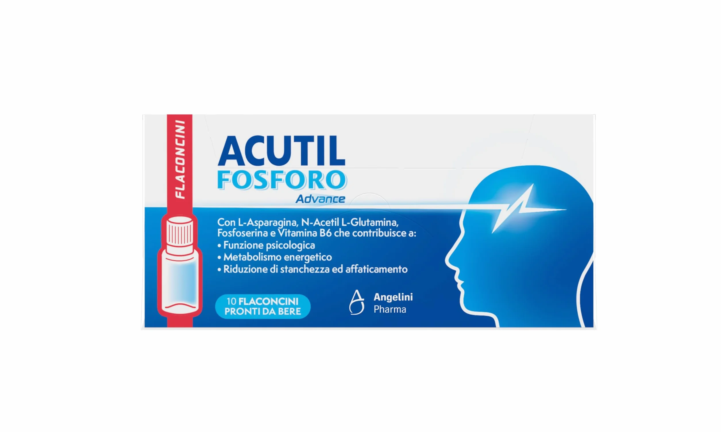 Acutil Fosforo Advance Integratore Alimentare con Vitamina B6, L-Asparagina, Fosfoserina e L-Glutammina, 10 Flaconi