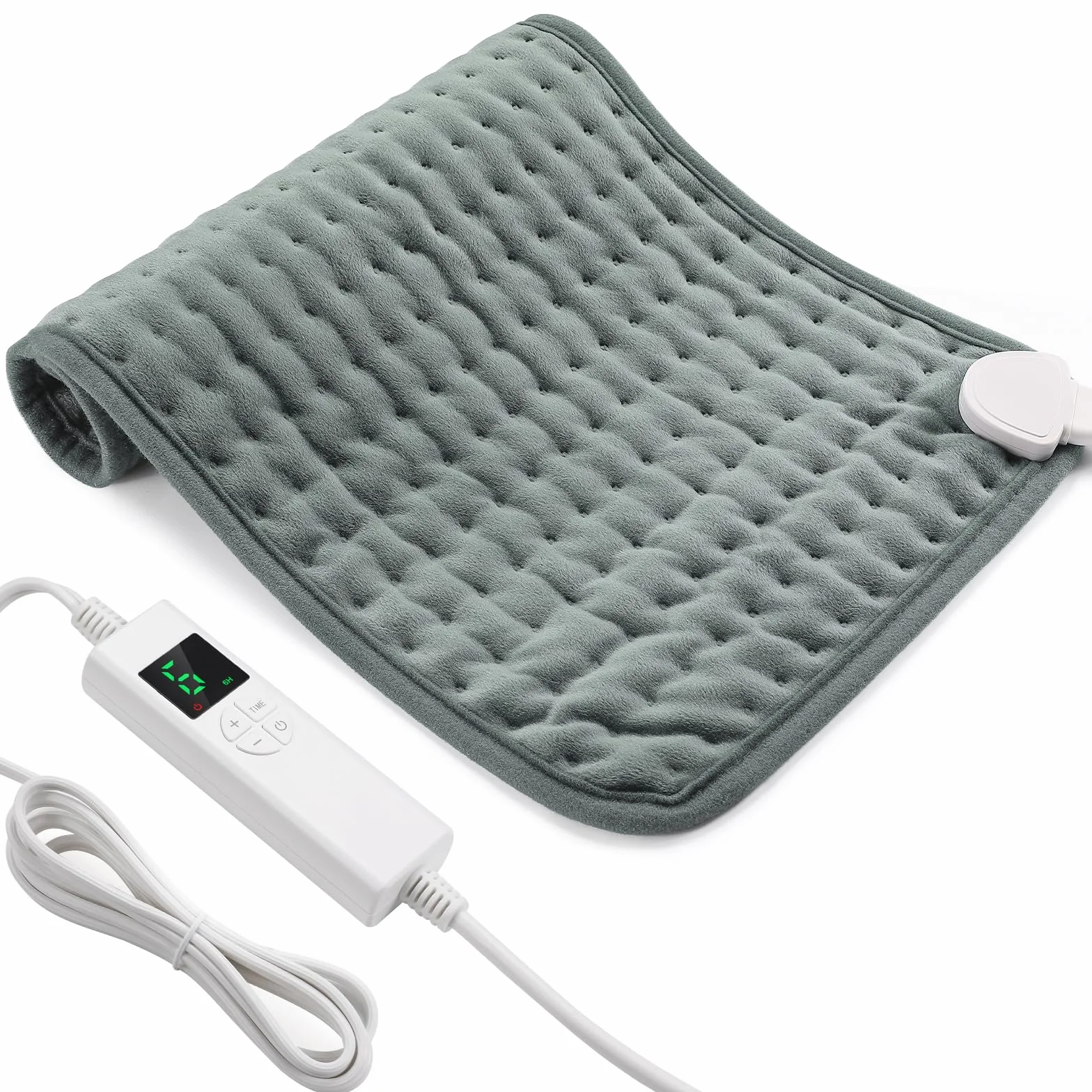 Termoforo Elettrico Lombare, 30x60cm Termoforo Lombare Ricaricabile Con timer di 4 ore e 6 Livelli di Riscaldamento Spegnimento Automatico,Lavabile Cuscino Elettrico Riscaldante Grigio