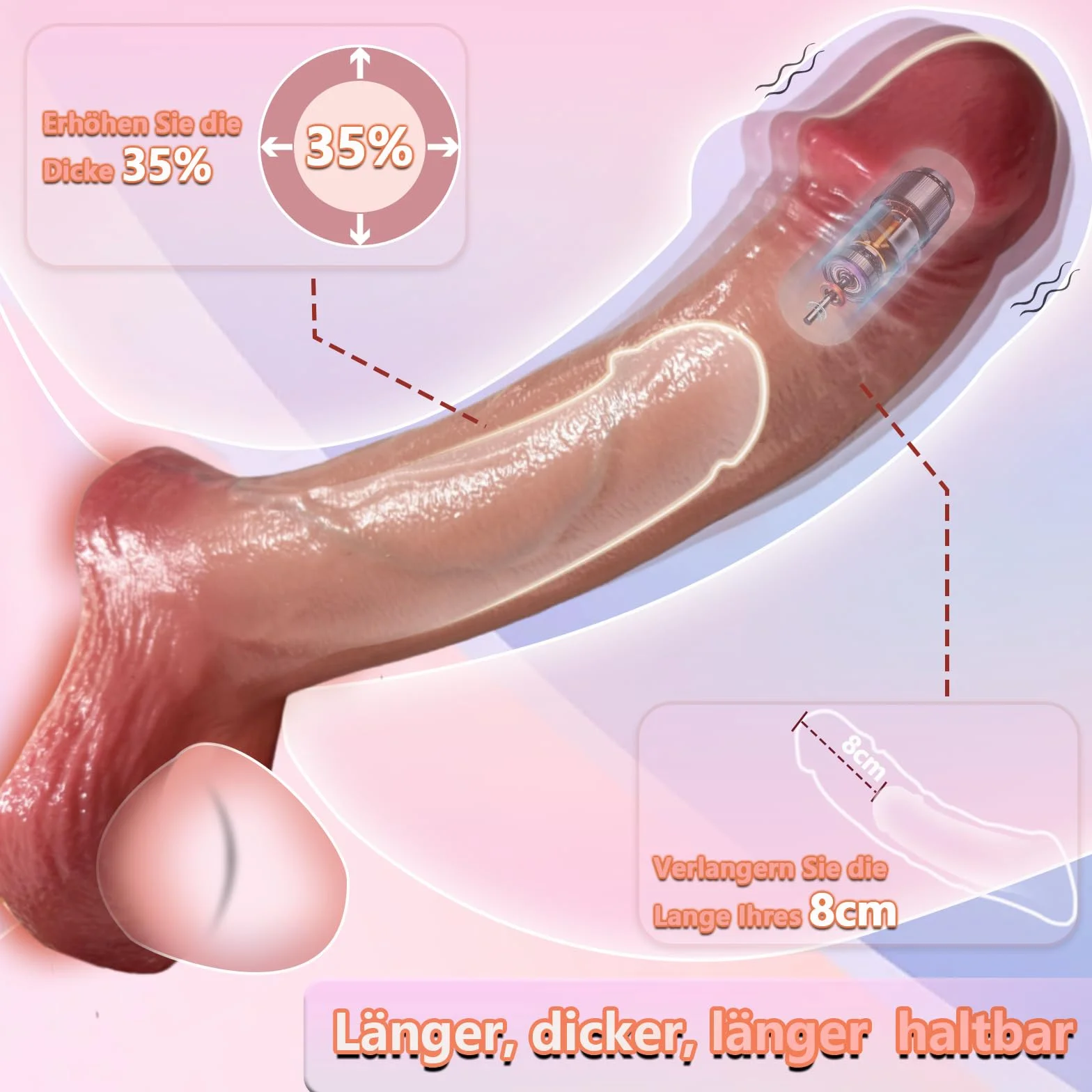 Guaina Fallica Vibratore Sex Toys per Uomo Realistico Prolunga Pene Indossabile Anello per Testicoli Ritardare Allungamento Anello Vibrante del Pene Uomini 9 Modalità Guaine, Color Carne