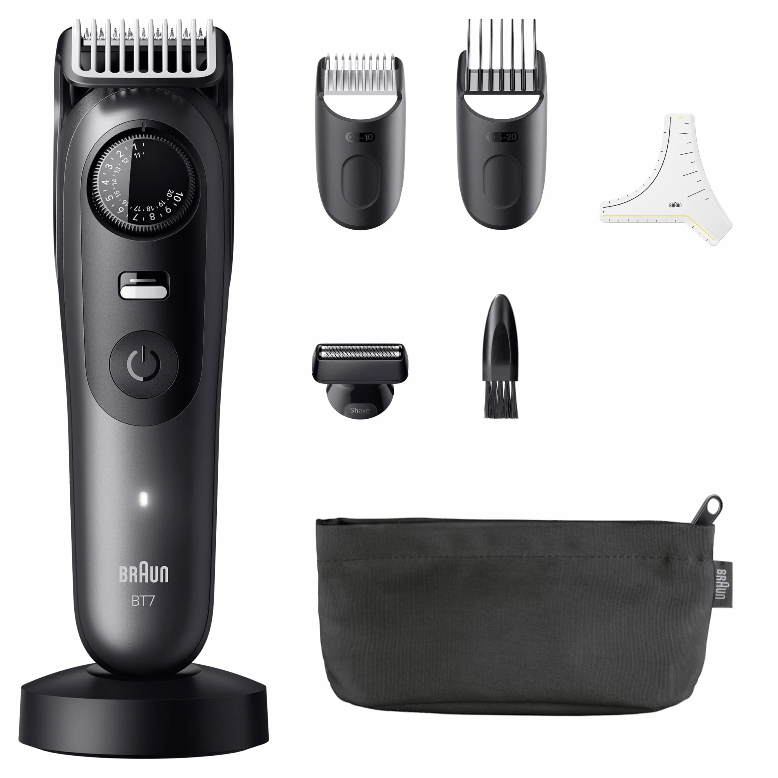 Braun Series 7 Regolabarba Uomo, Lama Problade Affilata a Vita, 120 Minuti Autonomia, Impermeabile, 40 Lunghezze, Bt7525, Grigio